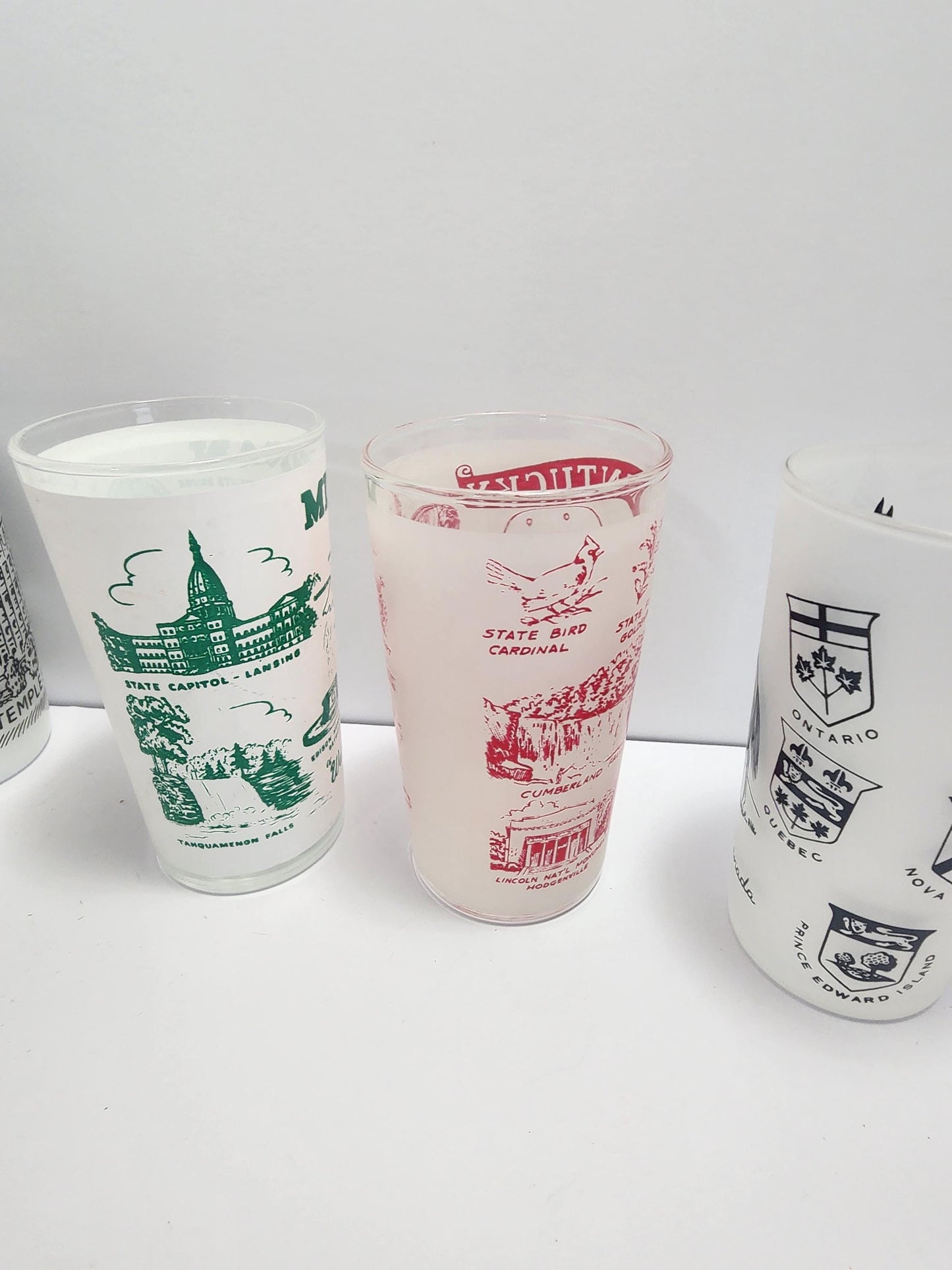 State Character Vintage Glasses - Salt Lake City - Utah - Michigan - Kentucky - Canada - Souvenir- Glasses - Tumblers - Vintage Glasses