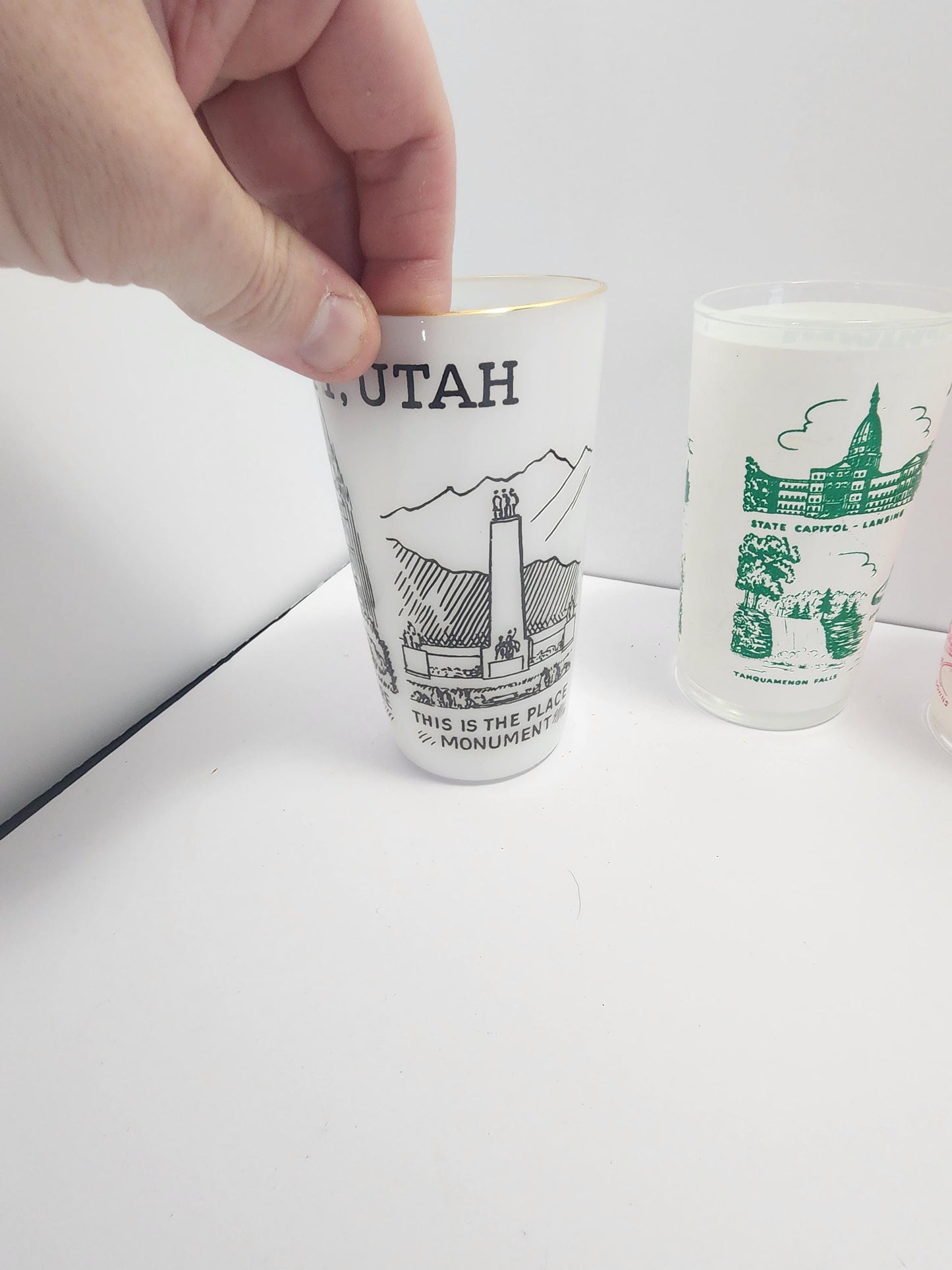 State Character Vintage Glasses - Salt Lake City - Utah - Michigan - Kentucky - Canada - Souvenir- Glasses - Tumblers - Vintage Glasses