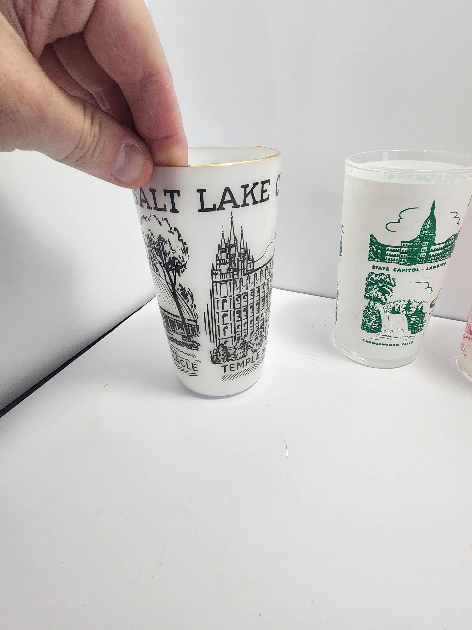 State Character Vintage Glasses - Salt Lake City - Utah - Michigan - Kentucky - Canada - Souvenir- Glasses - Tumblers - Vintage Glasses