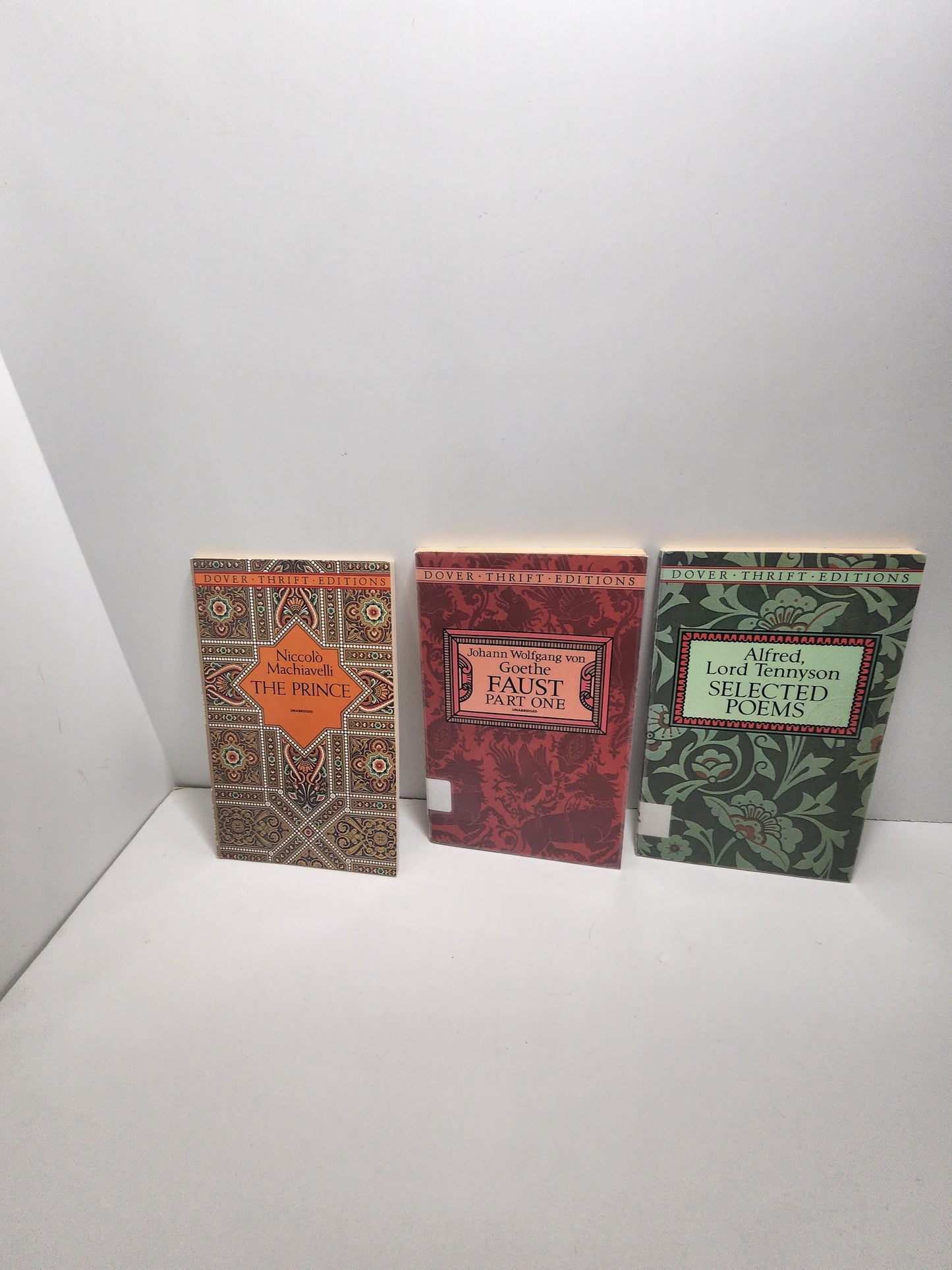 1994 Dover Thrift Edition Book Lot of 3 - Dover Thrift - Dover Thrift Books - Vintage Books - Poems - Faust - The Prince - Johann Wolfgang