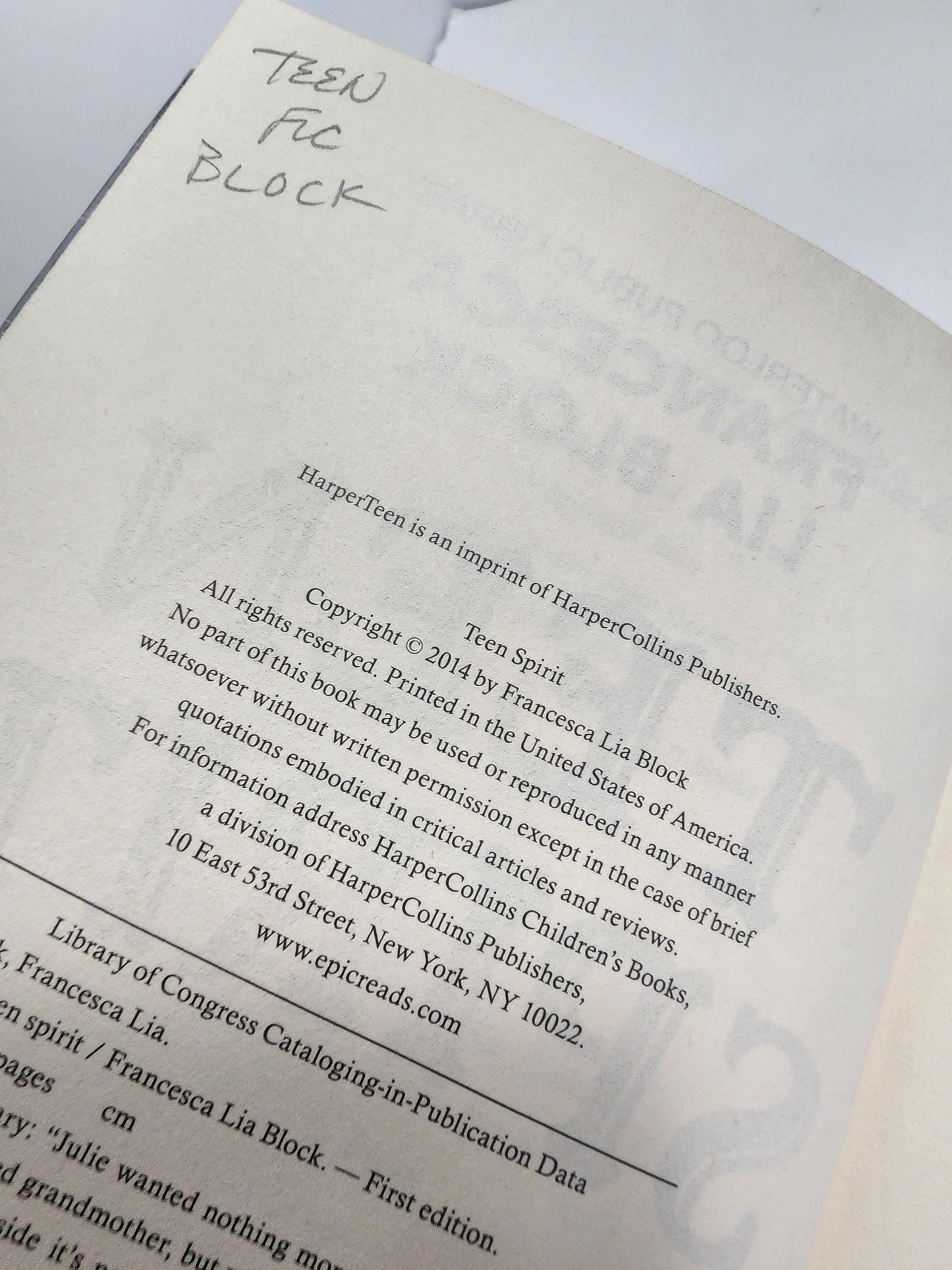 Teen Spirit By Francesca Lia Block - Teen Spirit - Teen Spirit Book - Francesca Lia Block - Francesca Lia Block Books - Teens - Young Adult