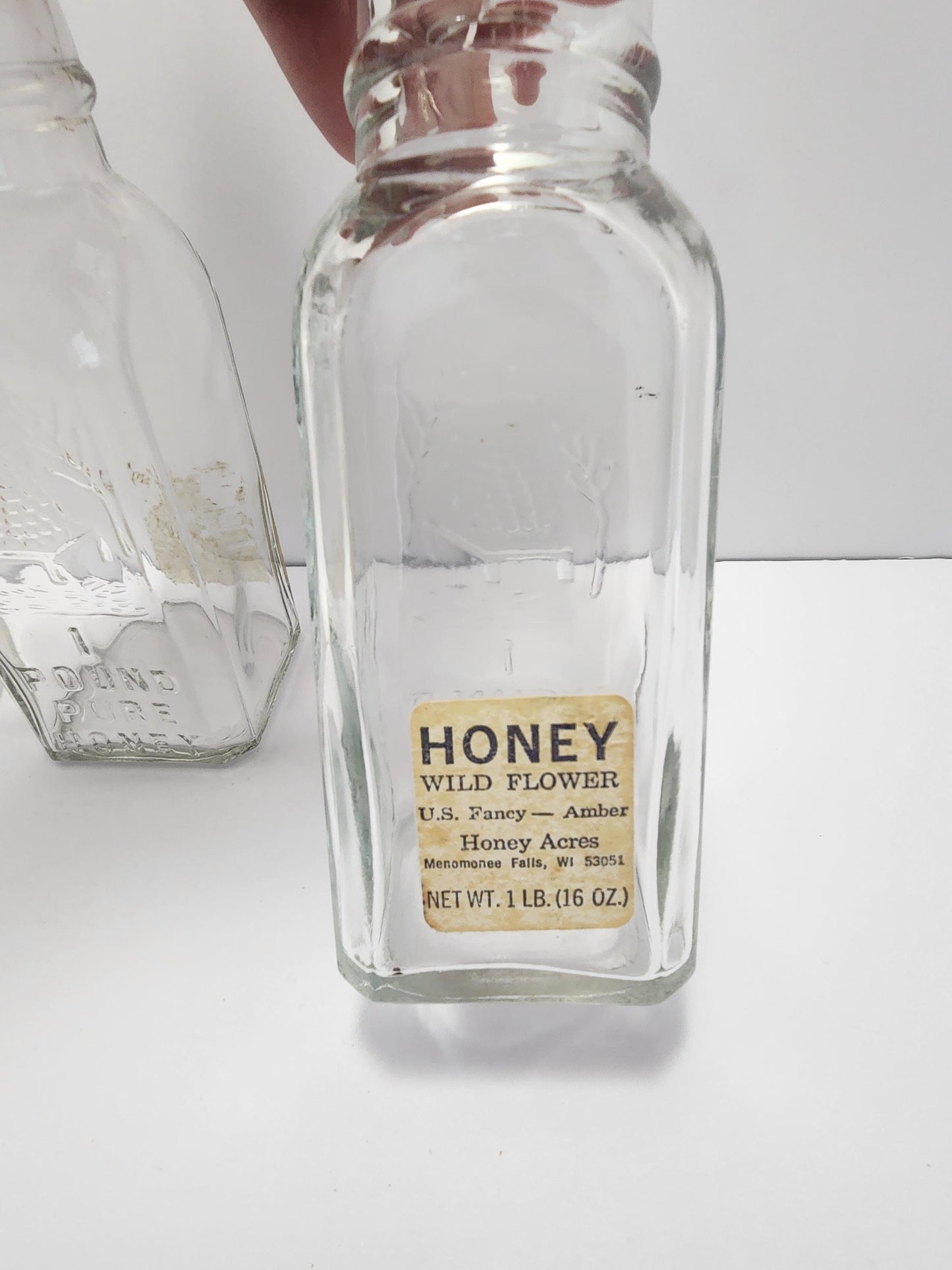 Honey Acres Vintage Honey Glass Jars Lot of 3 - Jars - Glass - Vintage Glass - Honey - Honey Jars - Honey Acres