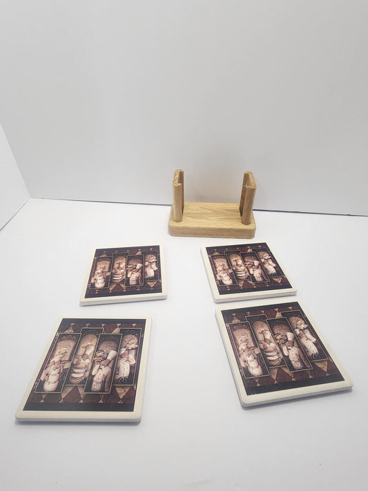 Vintage Chef Waiters Coasters Set Of 4 - Kitchen - Kitchen Decor - Chef - Gift For Chef - Restaurant - Coasters - Coaster Set