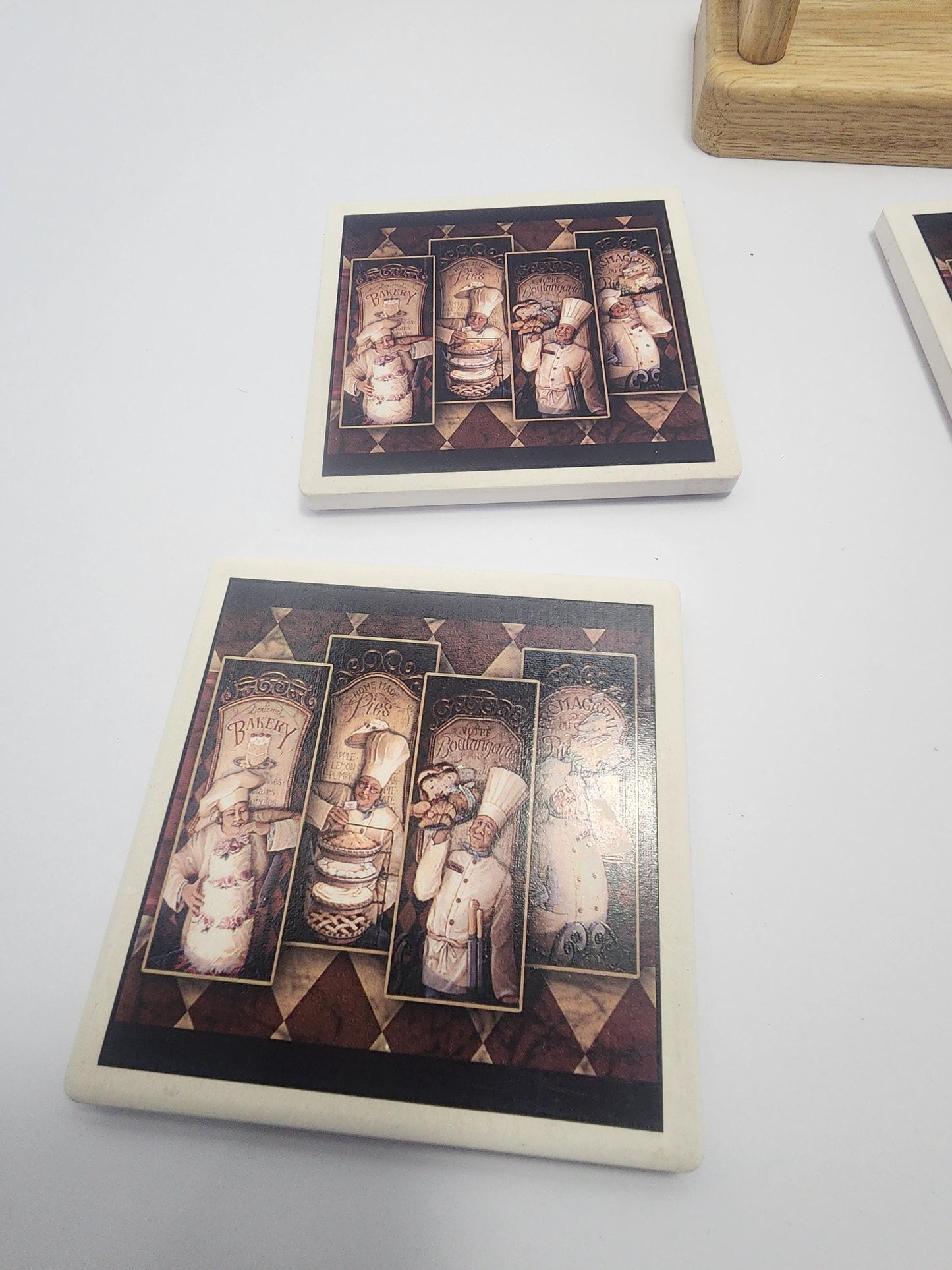 Vintage Chef Waiters Coasters Set Of 4 - Kitchen - Kitchen Decor - Chef - Gift For Chef - Restaurant - Coasters - Coaster Set