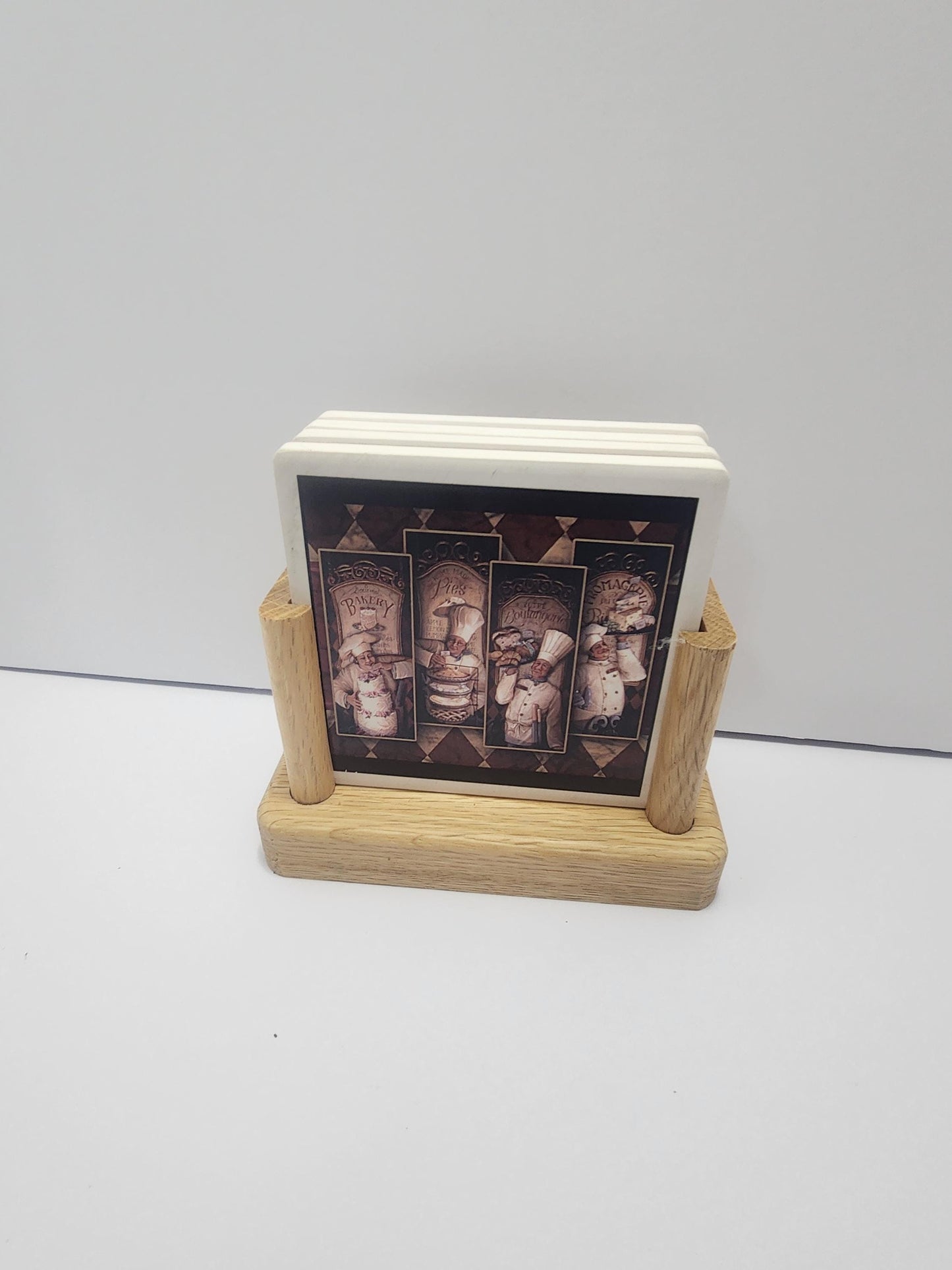 Vintage Chef Waiters Coasters Set Of 4 - Kitchen - Kitchen Decor - Chef - Gift For Chef - Restaurant - Coasters - Coaster Set