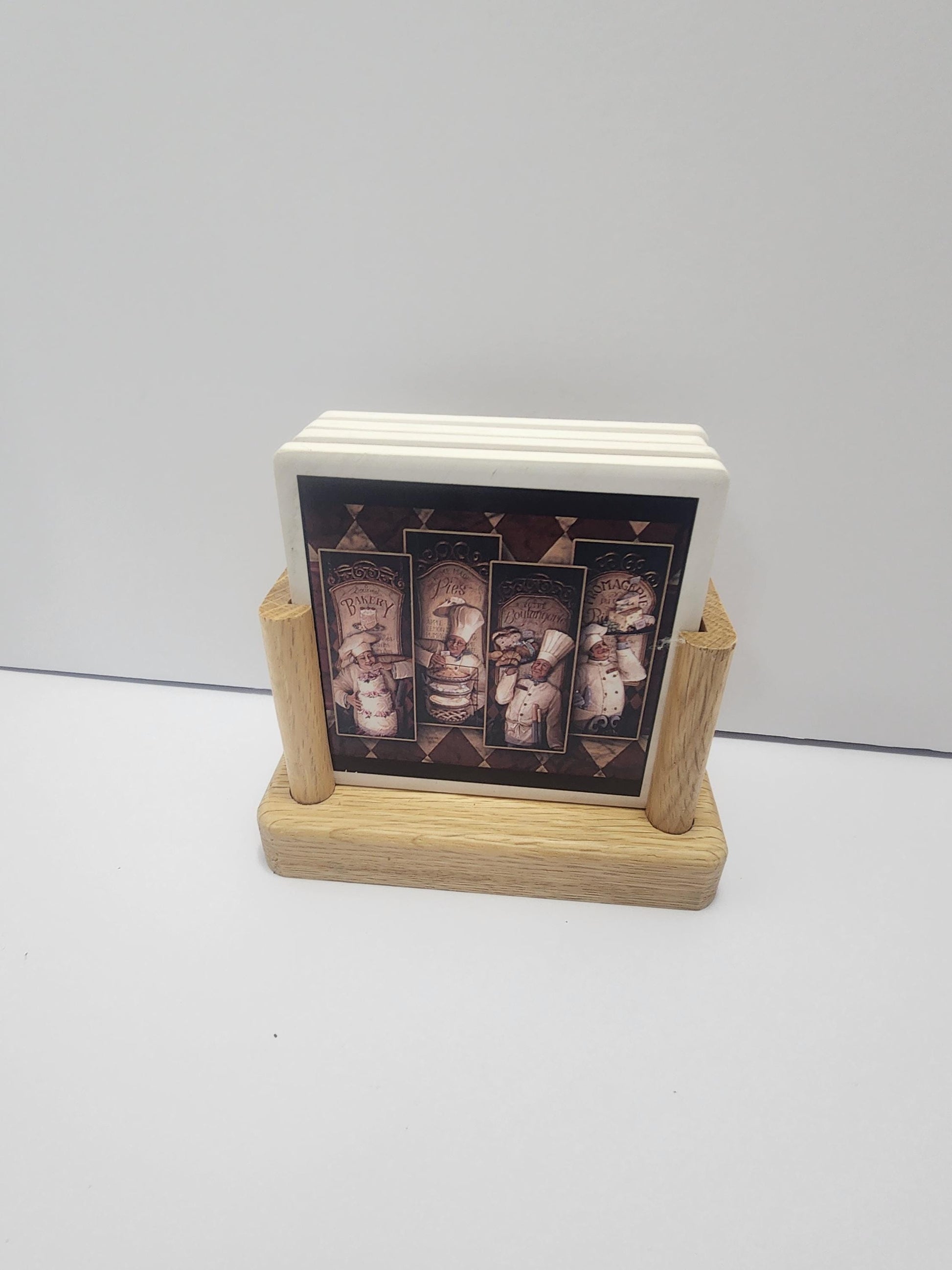 Vintage Chef Waiters Coasters Set Of 4 - Kitchen - Kitchen Decor - Chef - Gift For Chef - Restaurant - Coasters - Coaster Set