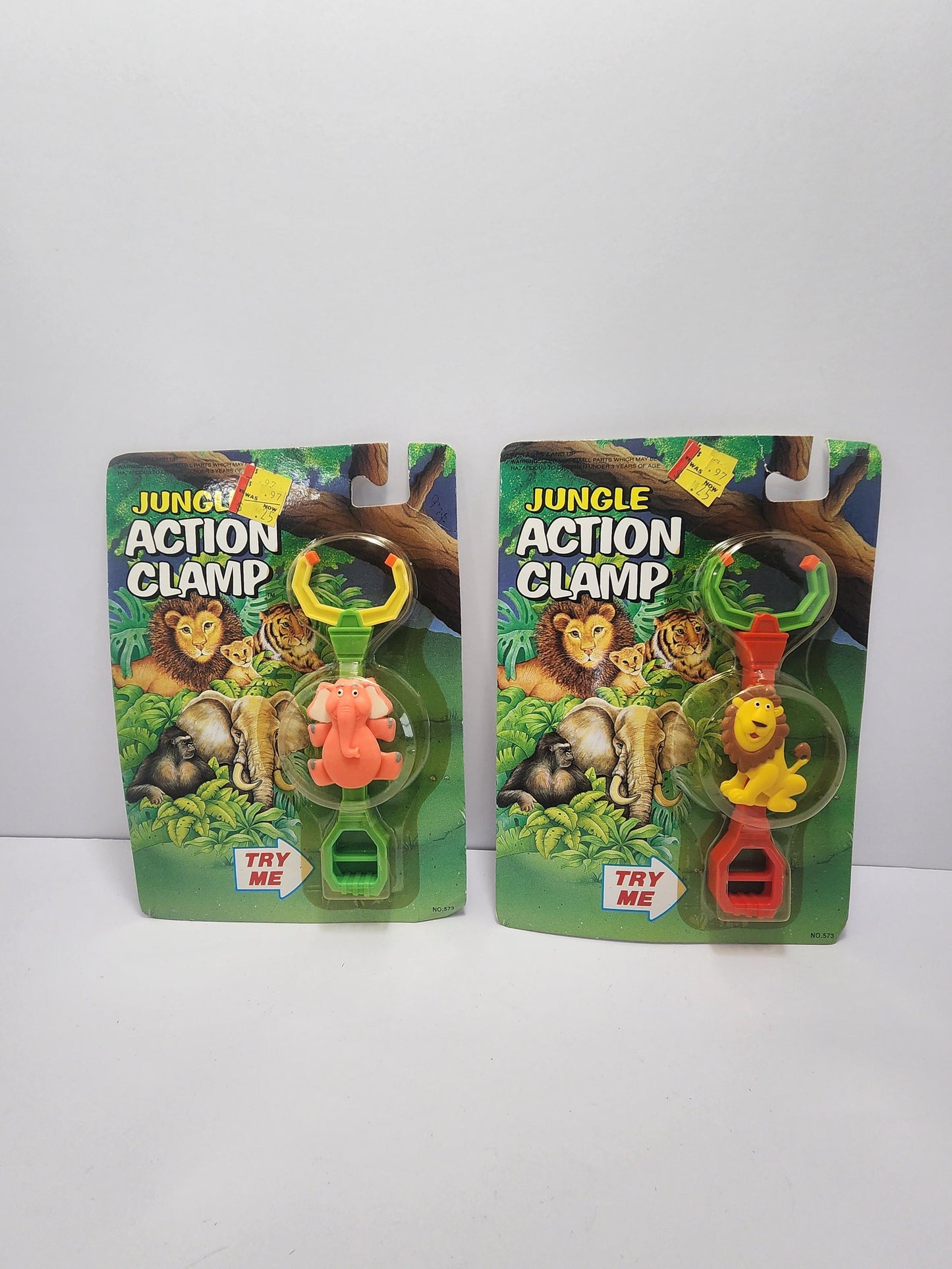 Animal Jungle Action Clamp 1980s SEALED Lot of 2 - Animals - Animal Toys - Pretend Play - Jungle Toys - Jungle Action - Vintage Toys