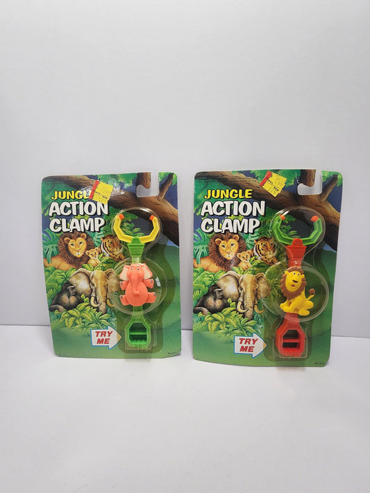 Animal Jungle Action Clamp 1980s SEALED Lot of 2 - Animals - Animal Toys - Pretend Play - Jungle Toys - Jungle Action - Vintage Toys