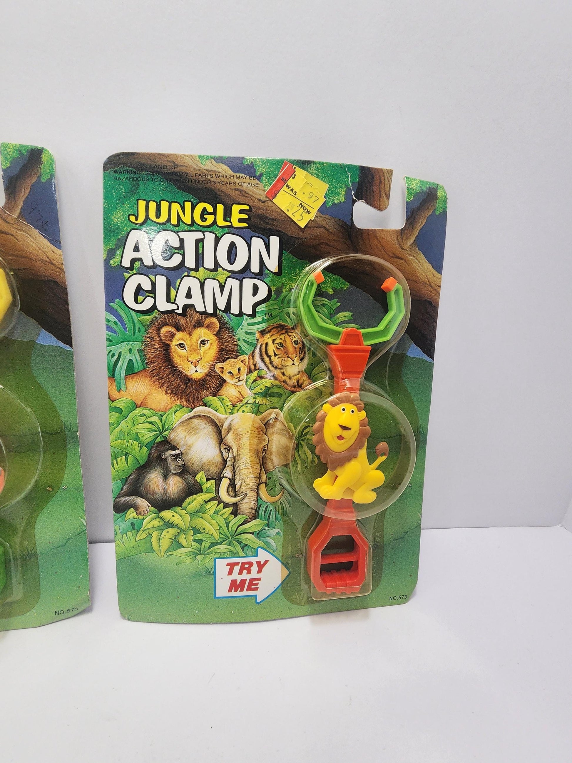 Animal Jungle Action Clamp 1980s SEALED Lot of 2 - Animals - Animal Toys - Pretend Play - Jungle Toys - Jungle Action - Vintage Toys