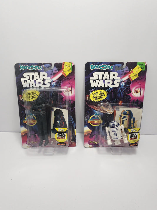 Star Wars 1993 Just Play Bendem Action Figures Sealed - R2D2 - Darth Vader - Star Wars - Vintage Toys - Bendy Toys - Bendable Figures