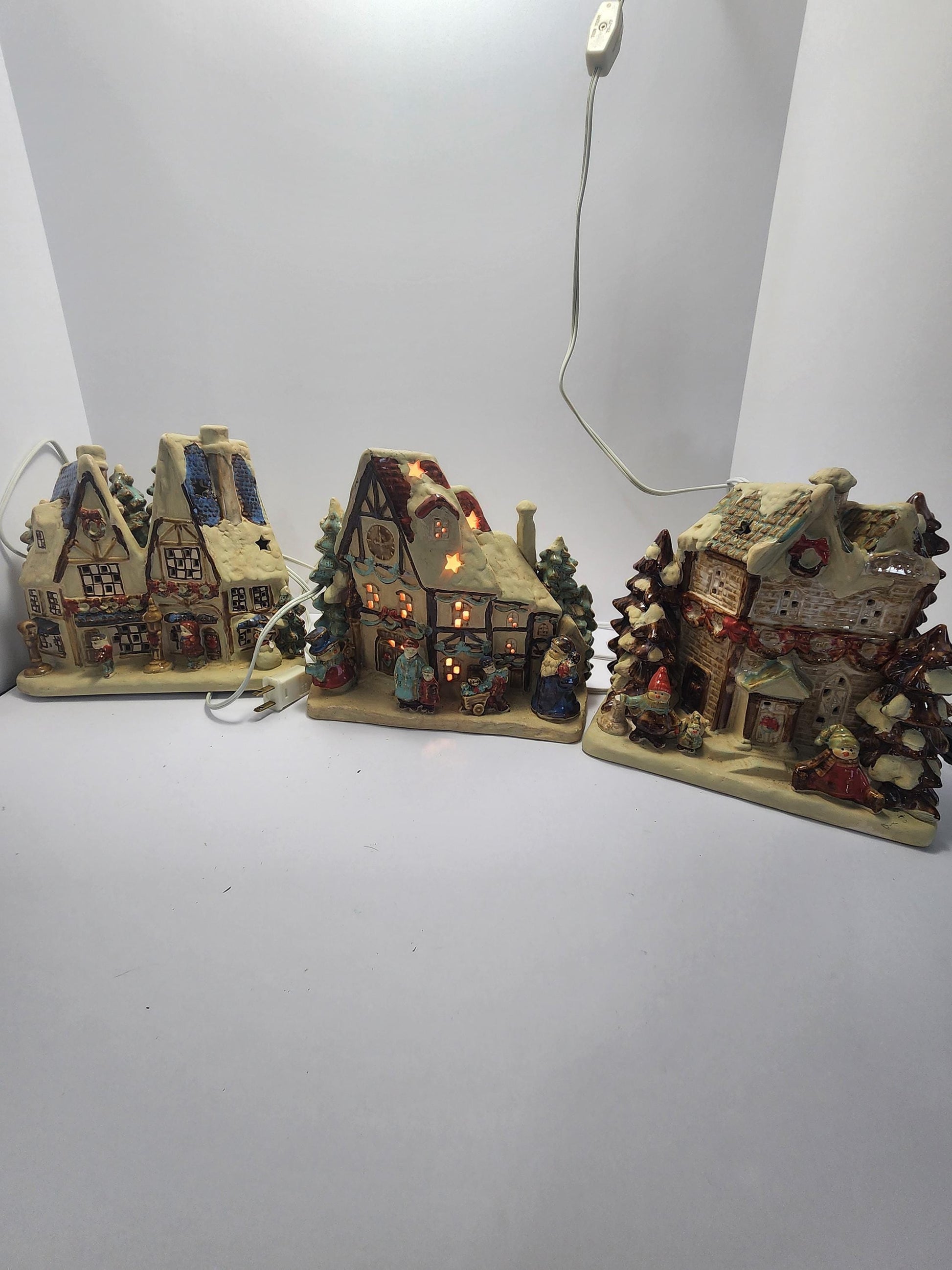 Ceramic Christmas Village Light Up Houses - Village - Village Houses - Christmas - Christmas Village - Light Up House - Christmas Decor