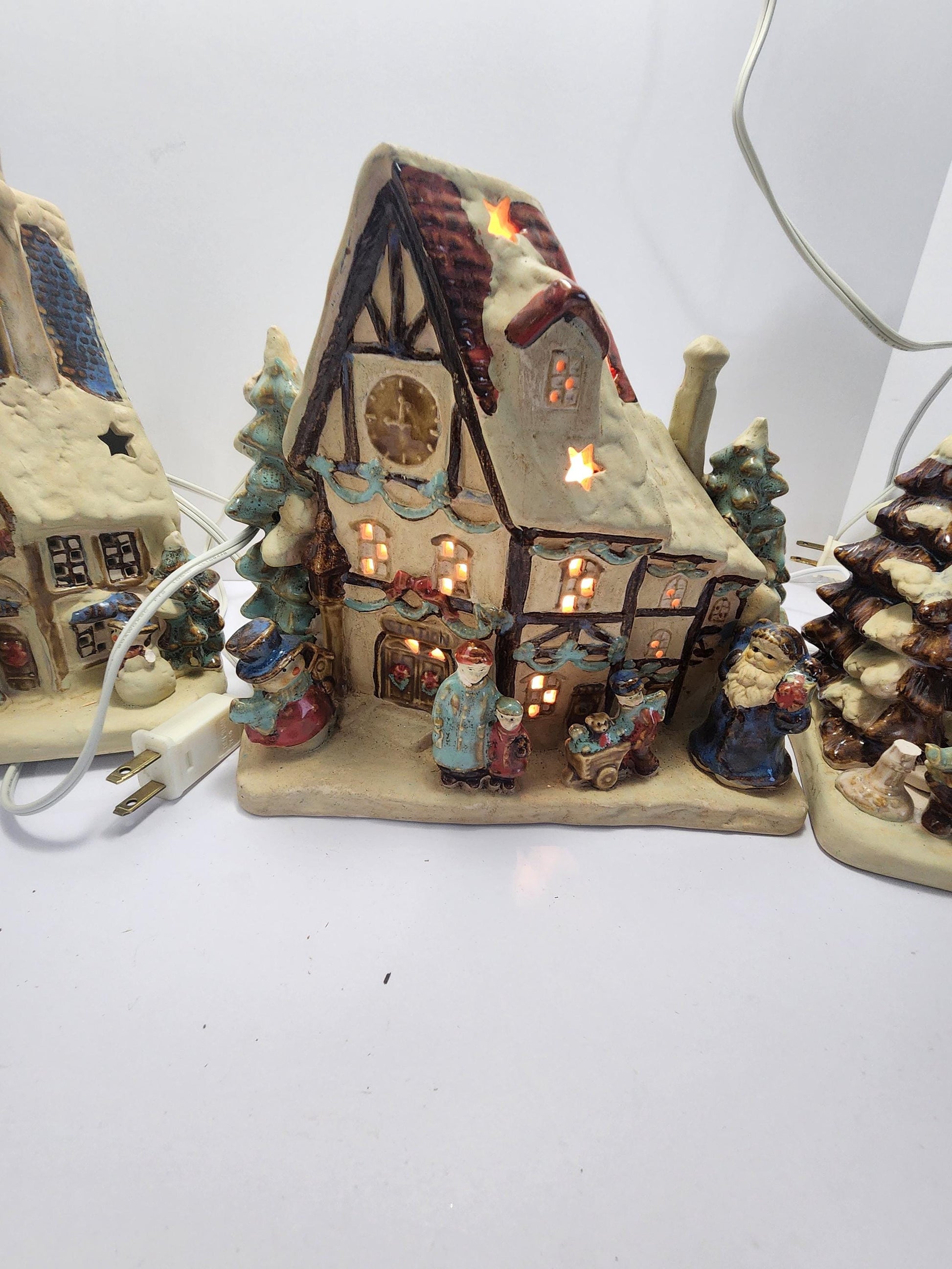 Ceramic Christmas Village Light Up Houses - Village - Village Houses - Christmas - Christmas Village - Light Up House - Christmas Decor