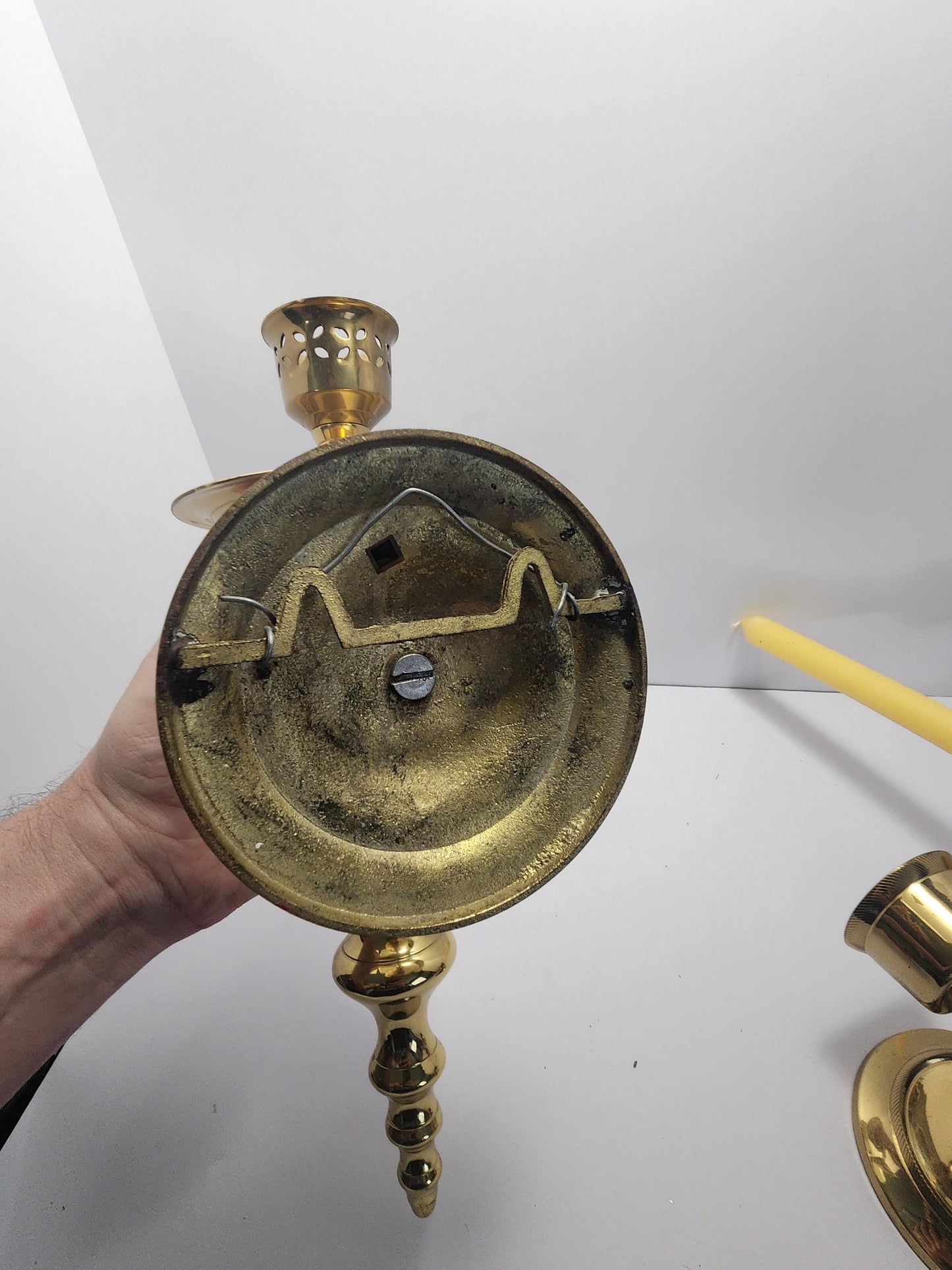 Brass Vintage Lacquered Sconces Candlestick Holders - Brass - Vintage Brass - Candlesticks - Candlestick Holders - Sconces - Brass Decor