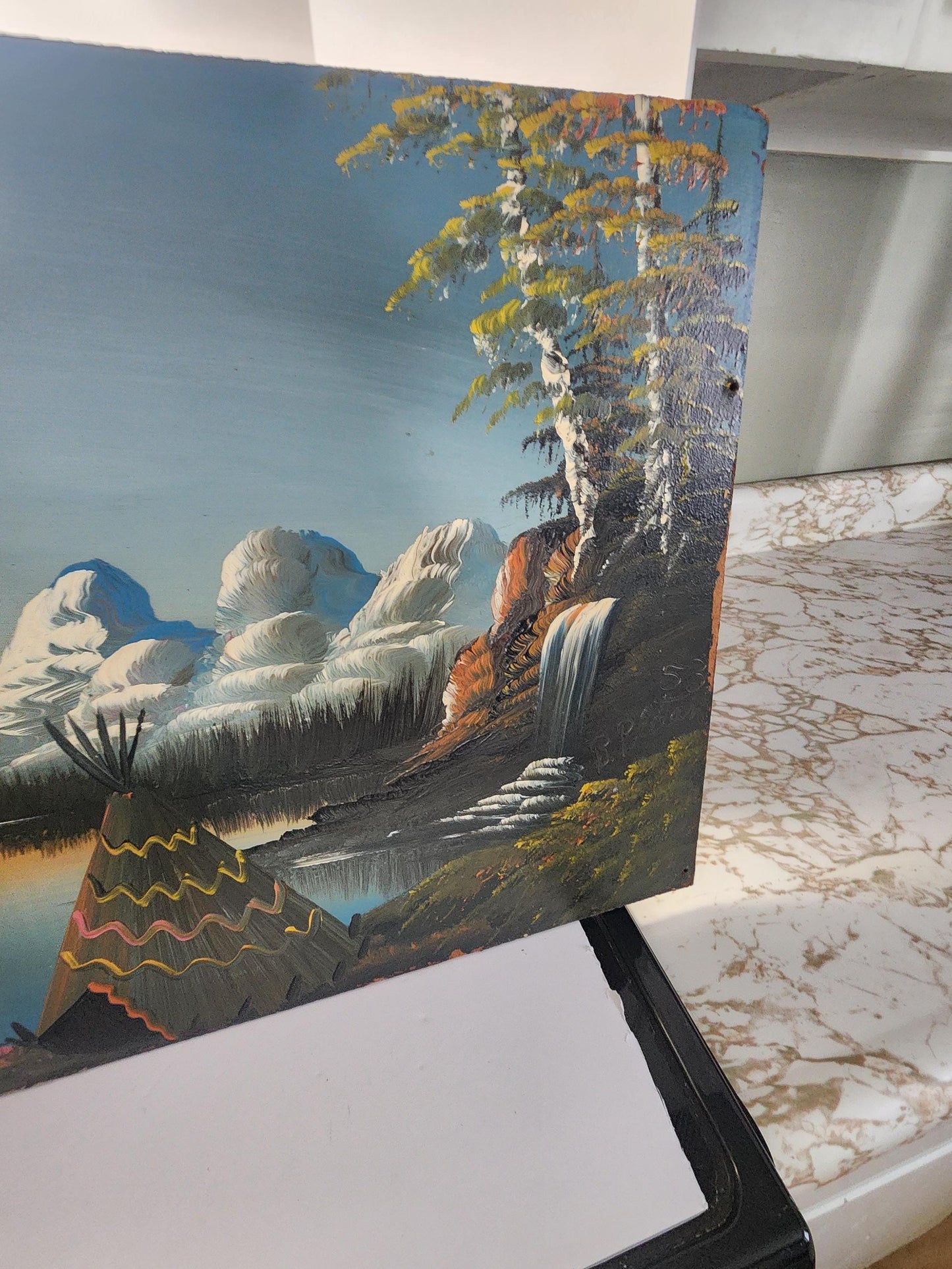 Beautiful Burdette Hand Painted Lake Mountains Scenery - Paintings - Hand Painted - Wall Decor - Art - Mountains - Lakes