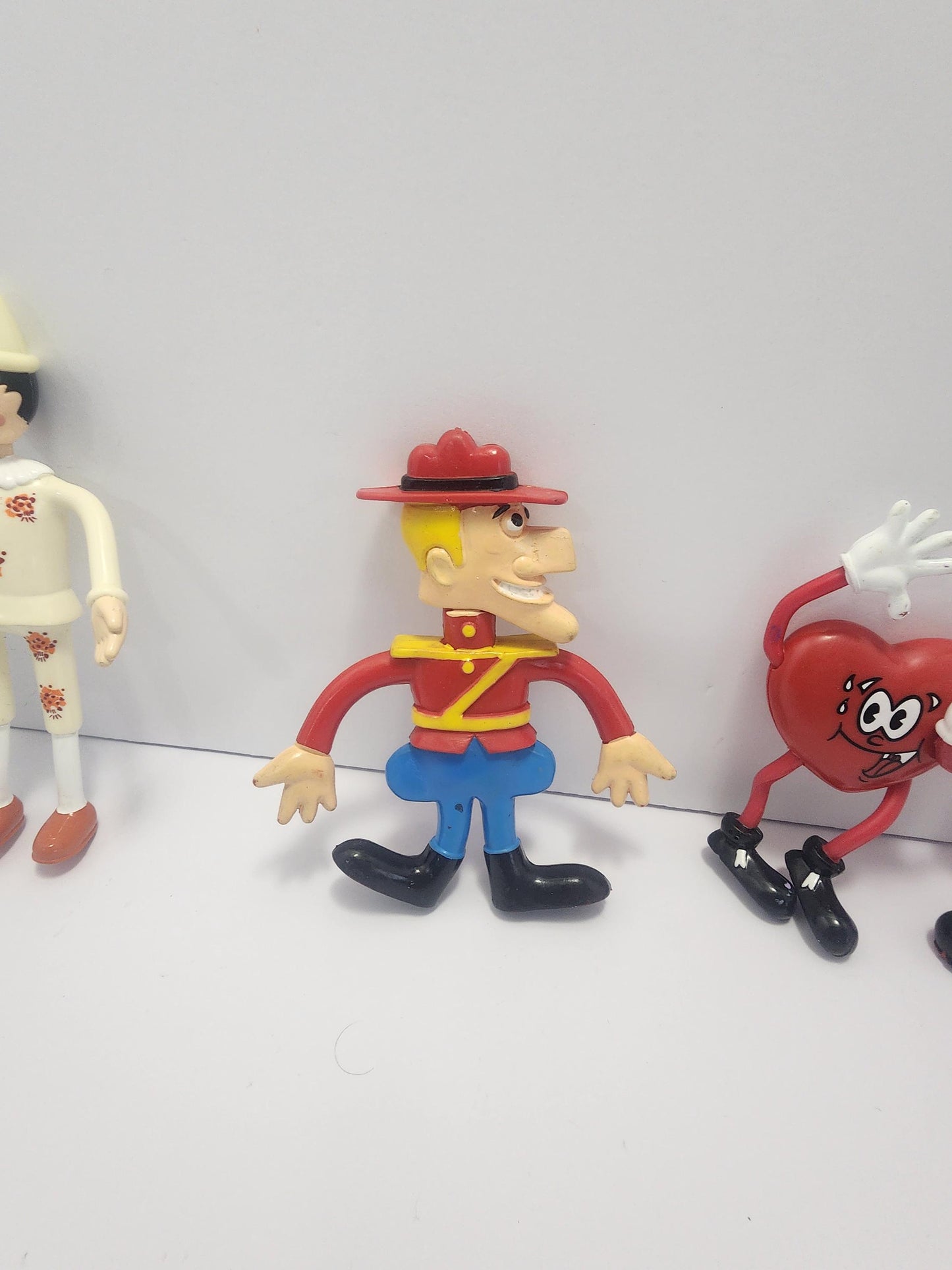 Bendable Action Figure Vintage Toys - Rocky and Bullwinkle - Dudley Do Right - Valentines Day - Hearts - Vintage Toys - Pinocchio