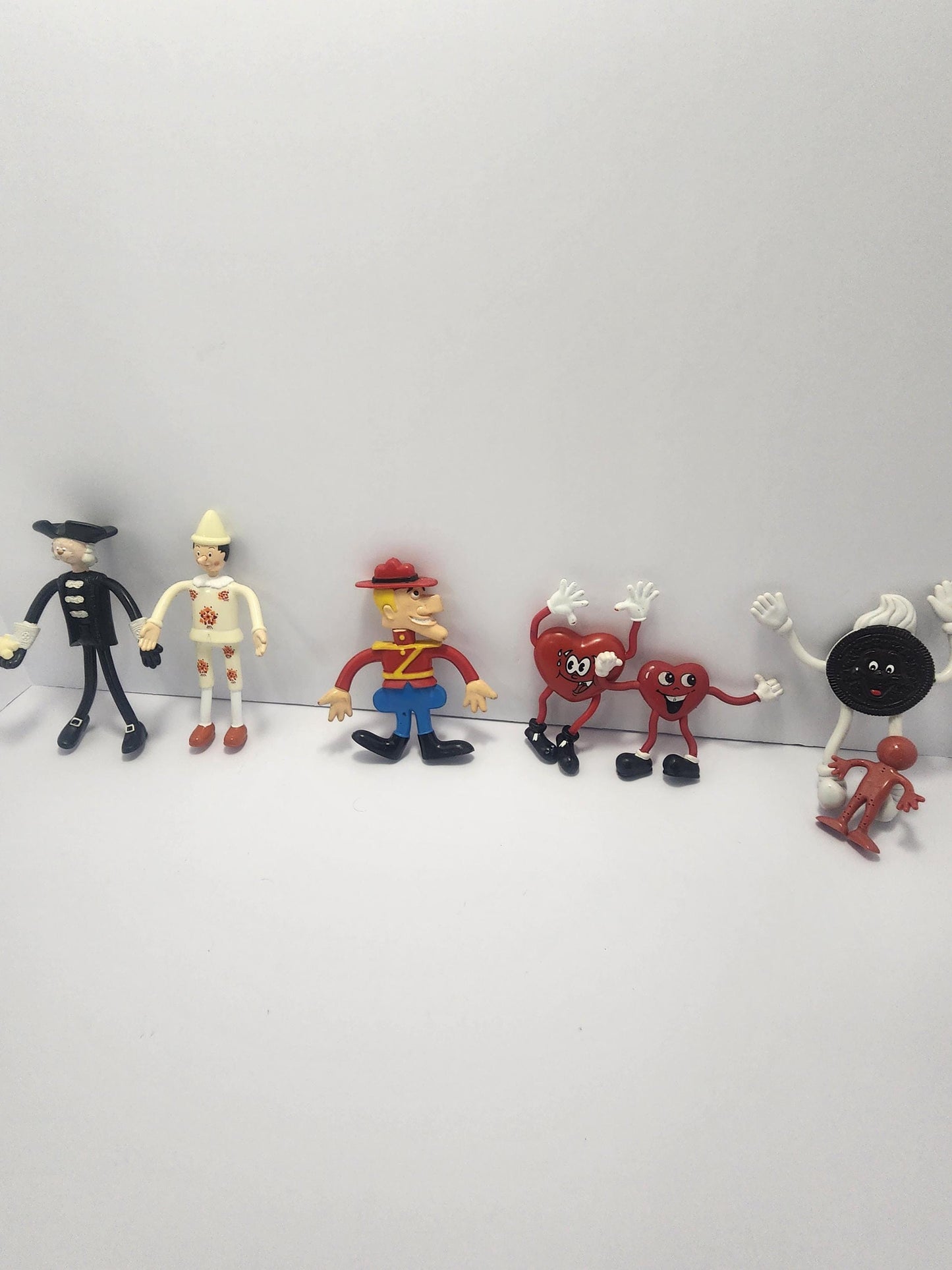 Bendable Action Figure Vintage Toys - Rocky and Bullwinkle - Dudley Do Right - Valentines Day - Hearts - Vintage Toys - Pinocchio