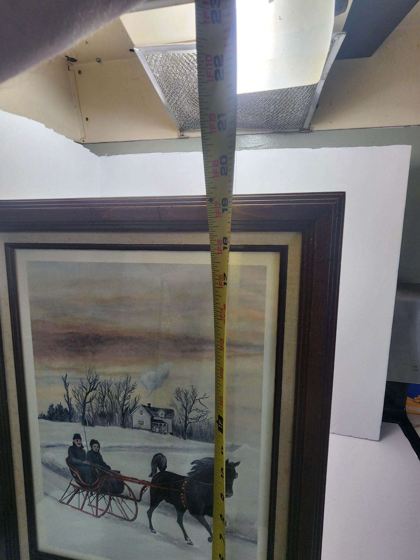 Horse Sledding In Countryside Vintage Framed Picture - Winter - Snow - Winter Devor - Horse Decor - Horse Gift - Sleigh Ride