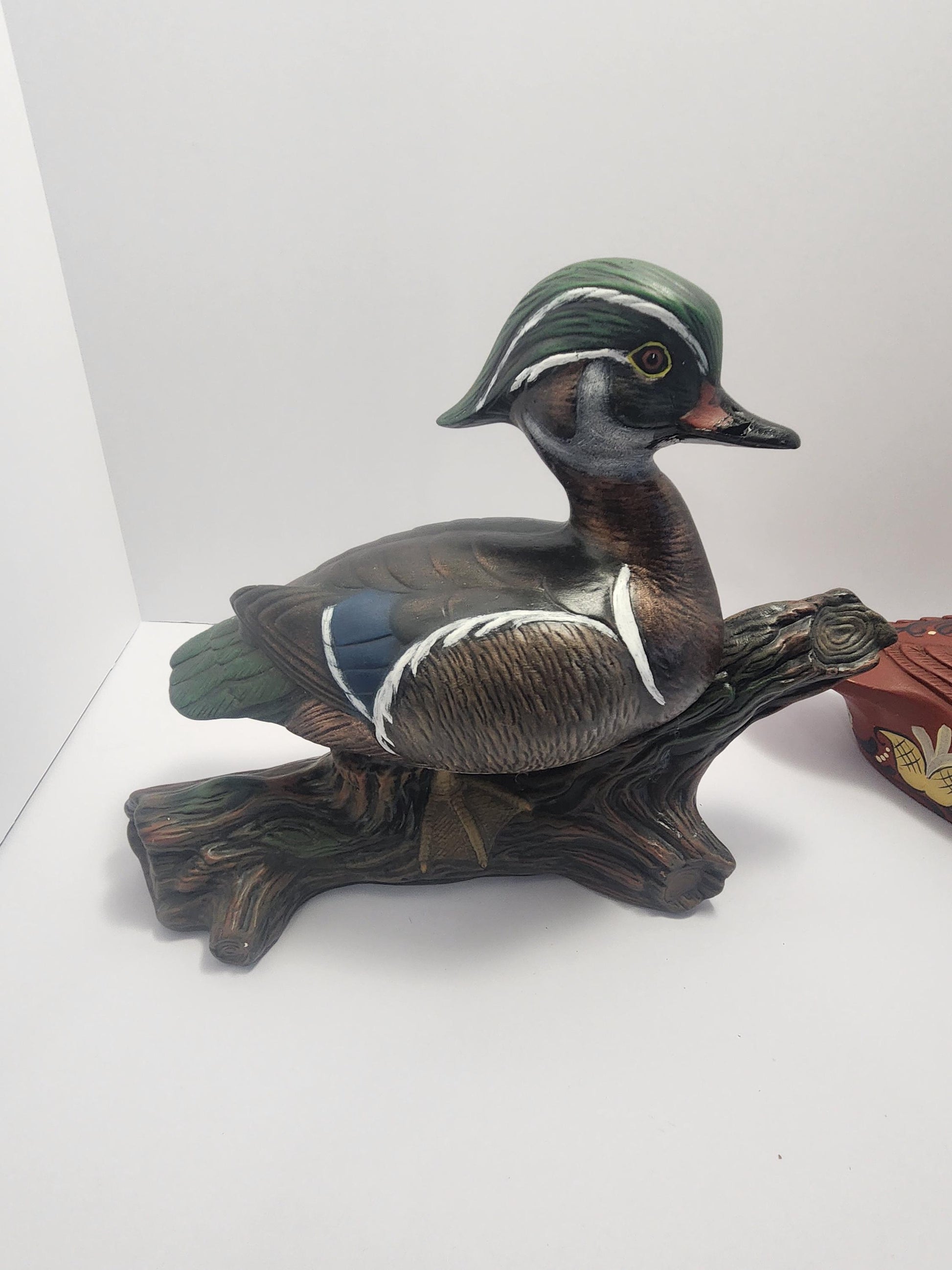 1979 Emily Handpainted Ceramic Wood Duck - Vintage Ceramic Mexican Red Duck - Folk Art - Ceramic Figurines - Vintage Figurines - Ducks