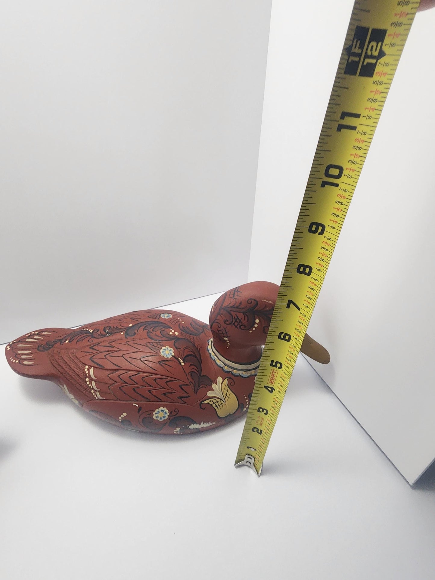 1979 Emily Handpainted Ceramic Wood Duck - Vintage Ceramic Mexican Red Duck - Folk Art - Ceramic Figurines - Vintage Figurines - Ducks