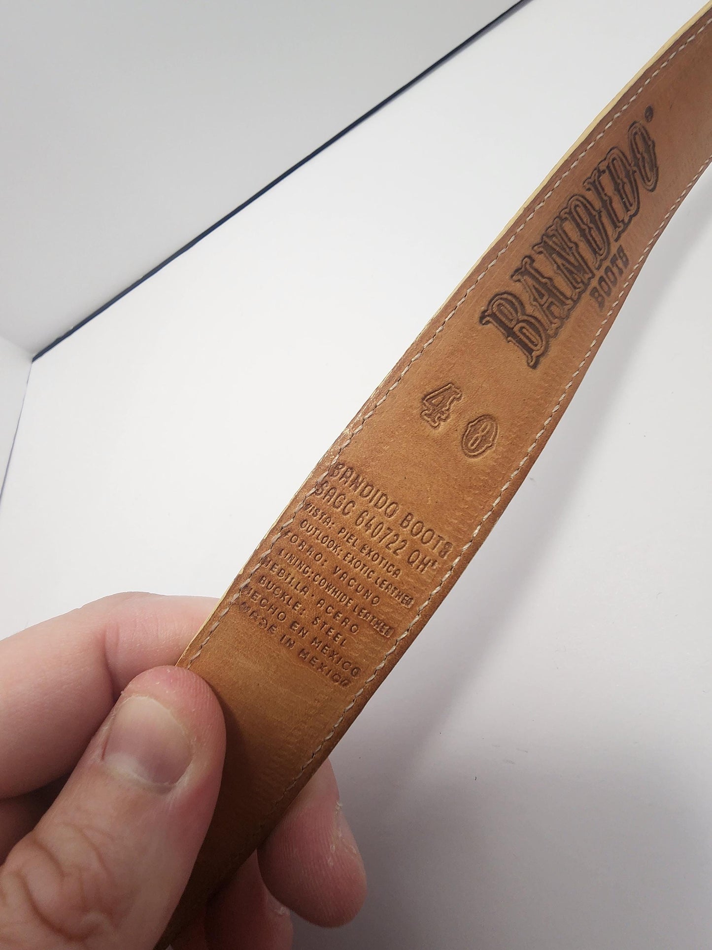 Mexican Western Bandido Size 40 Exotic Leather Belt with Steel Buckle - Belts - Exotics Leather - Mens Belt - Western - Bandido