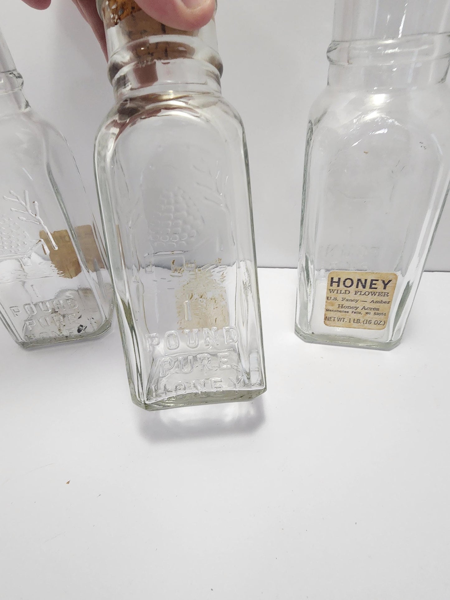 Honey Acres Vintage Honey Glass Jars Lot of 3 - Jars - Glass - Vintage Glass - Honey - Honey Jars - Honey Acres