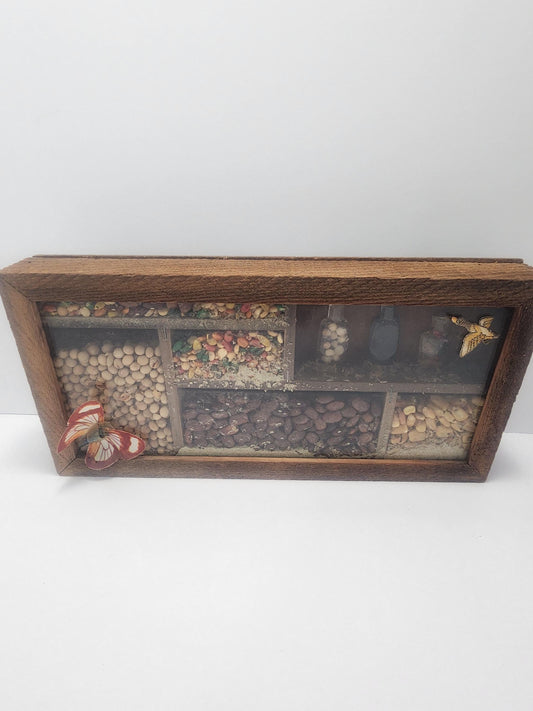 Primitive Seed Vintage ShadowBox Kitchen Decor - Shadow Box - Shadowbox - Seeds - Farming - Farm Decor - Decor - Kitchen - Farm House