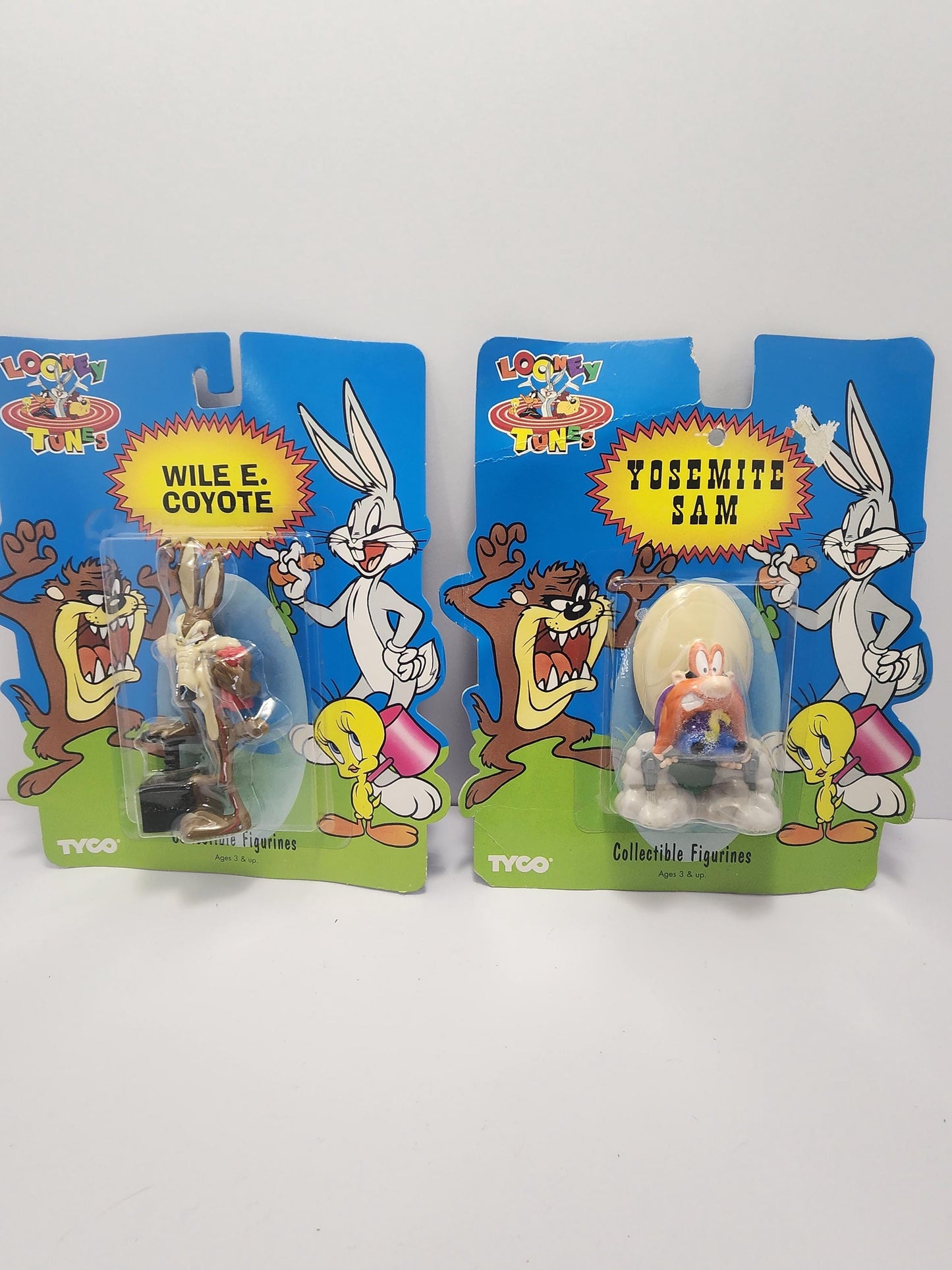 1994 Tyco Warner Brothers Collectable Figures Yosemite Sam Wile E Coyote - Looney Tunes - Looney Toons - Warner Brothers - Tyco - Tyco Toys