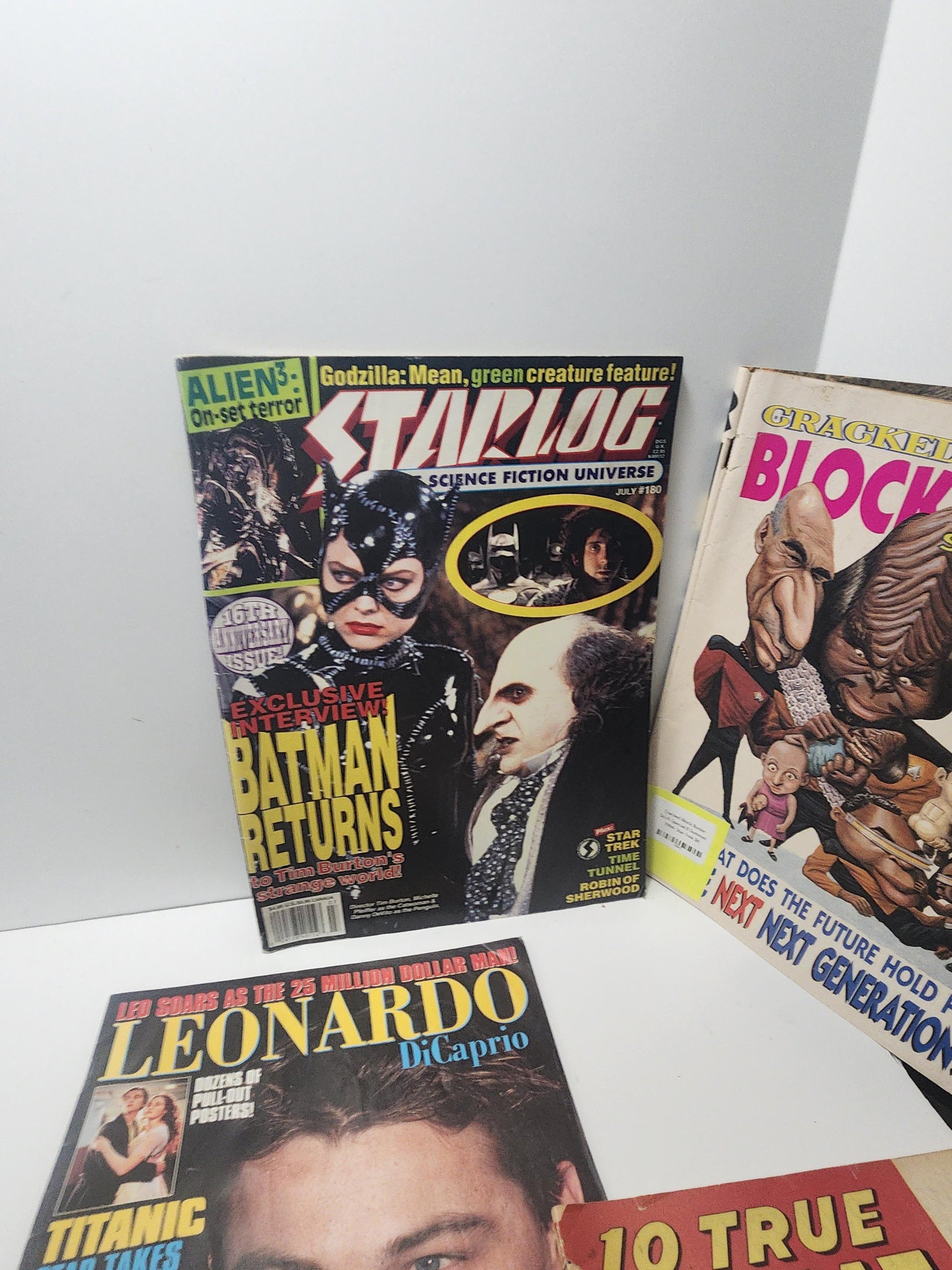 1980s 1990s Popular Vintage Magazines - Star Trek - Wizard Of Oz - Star Trek - Leonardo Dicaprio - Starlog - Batman - True Cime - Magazines