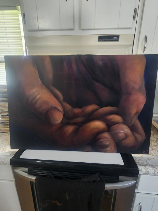 African American Hands Vintage Oil Painting 1970s 1980s - Paintings - Hands - Oil Painting - Hands - Hands Painting - Famous Paintings