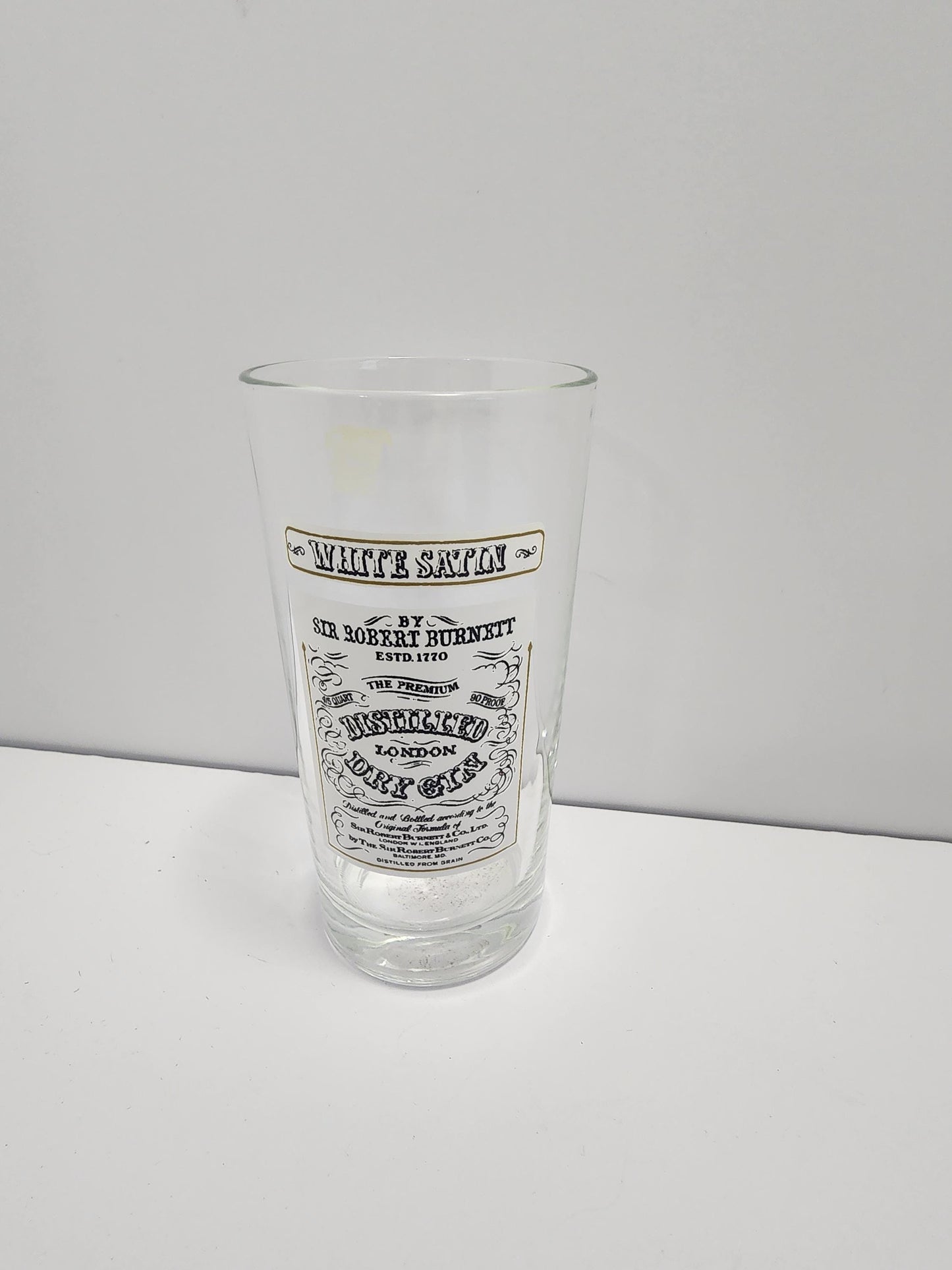 Vintage Prohibitionism Drinking Glass White Satin Distilled Dry Gin - Gin - Dry Gin - Satin Gin - Prohibition - Prohibitionism - Barware