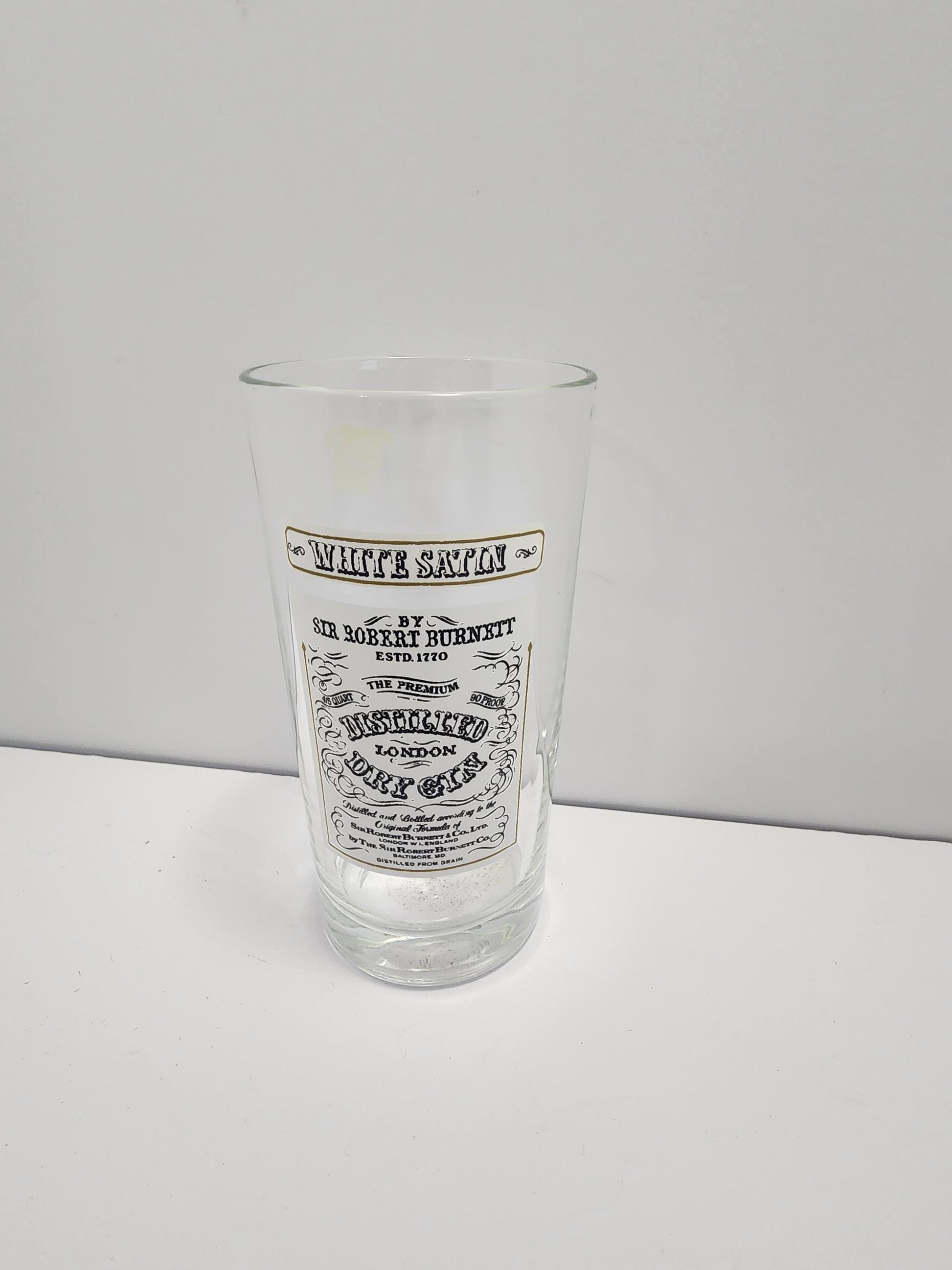 Vintage Prohibitionism Drinking Glass White Satin Distilled Dry Gin - Gin - Dry Gin - Satin Gin - Prohibition - Prohibitionism - Barware