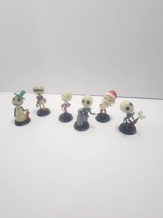 Tim Burtons The Nightmare Before Christmas Jack Skellington Figures LOT Of 6 - Tim Burton - Jack Skellington - Disney - Disney Figures