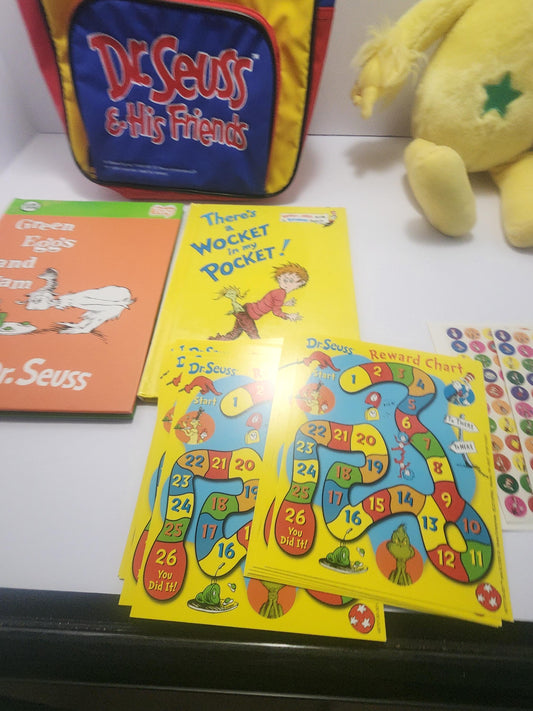 Vintage Classic 1997 Dr Suess Cat In The Hat Small Bookbag Gift Set - Dr Seuss - Bookbag - Dr Seuss Bookbag - Vintage Bags