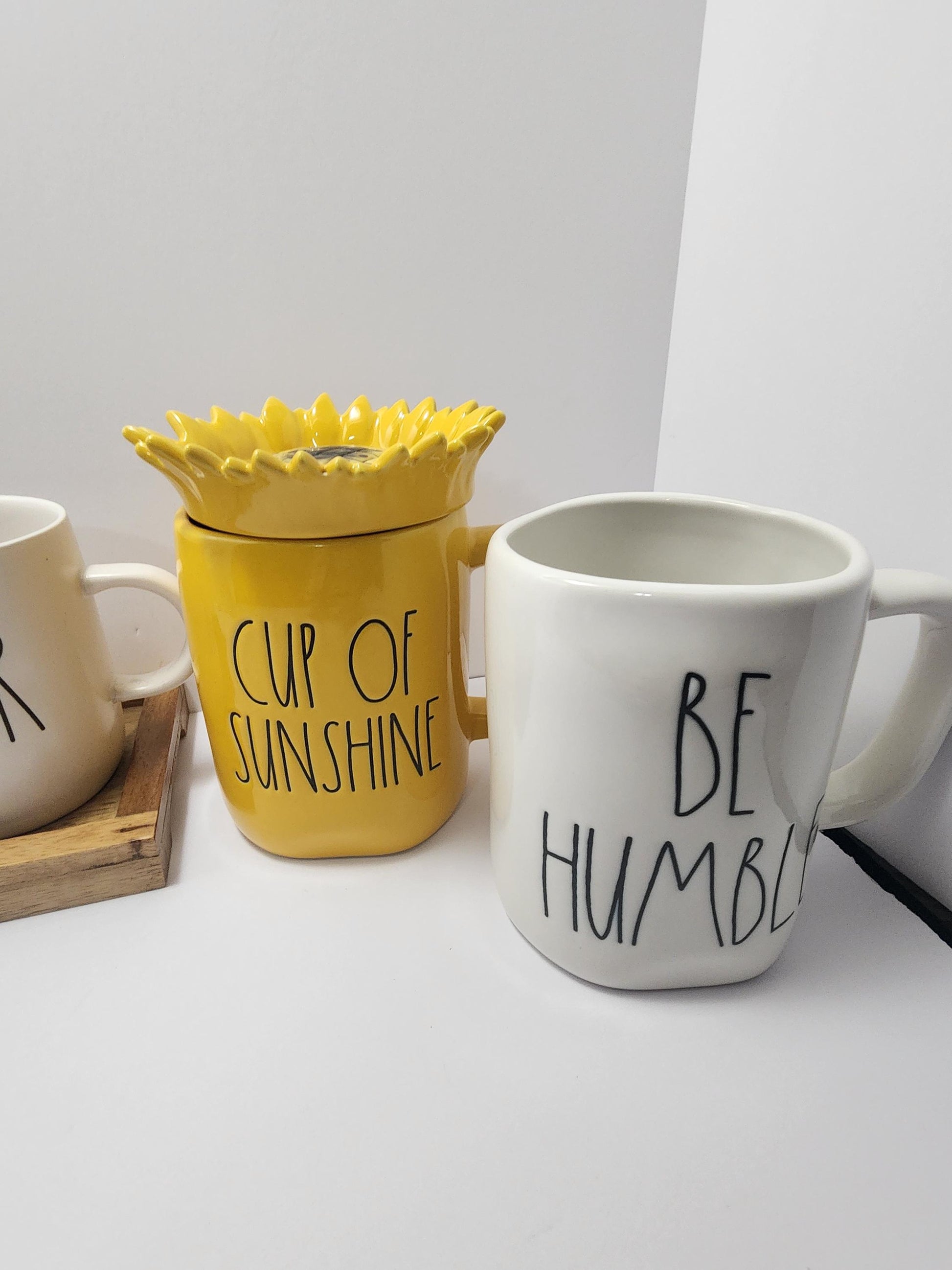 Rae Dunn Pottery Coffee Mugs - Positive Vibes - Sunflowers - Sunshine - Rae Dunn - Mugs - Coffee Mugs - Namaste - Yoga - Gift Mugs