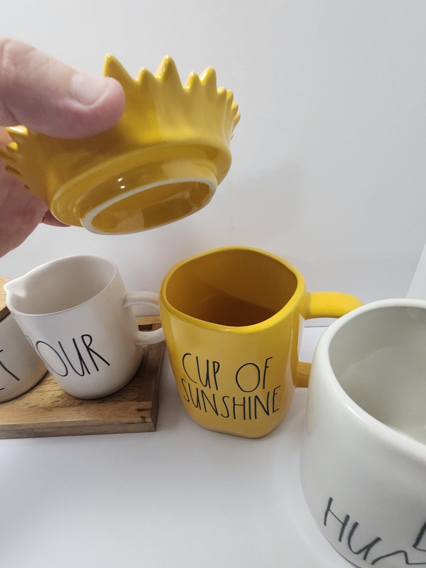 Rae Dunn Pottery Coffee Mugs - Positive Vibes - Sunflowers - Sunshine - Rae Dunn - Mugs - Coffee Mugs - Namaste - Yoga - Gift Mugs