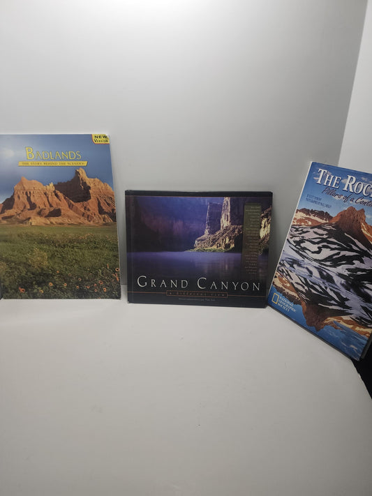 National Parks Vintage Books LOT Of 3 - Badlands - Grand Canyon - Rocky Mountains - National Parks - Geography Books - National Geographic