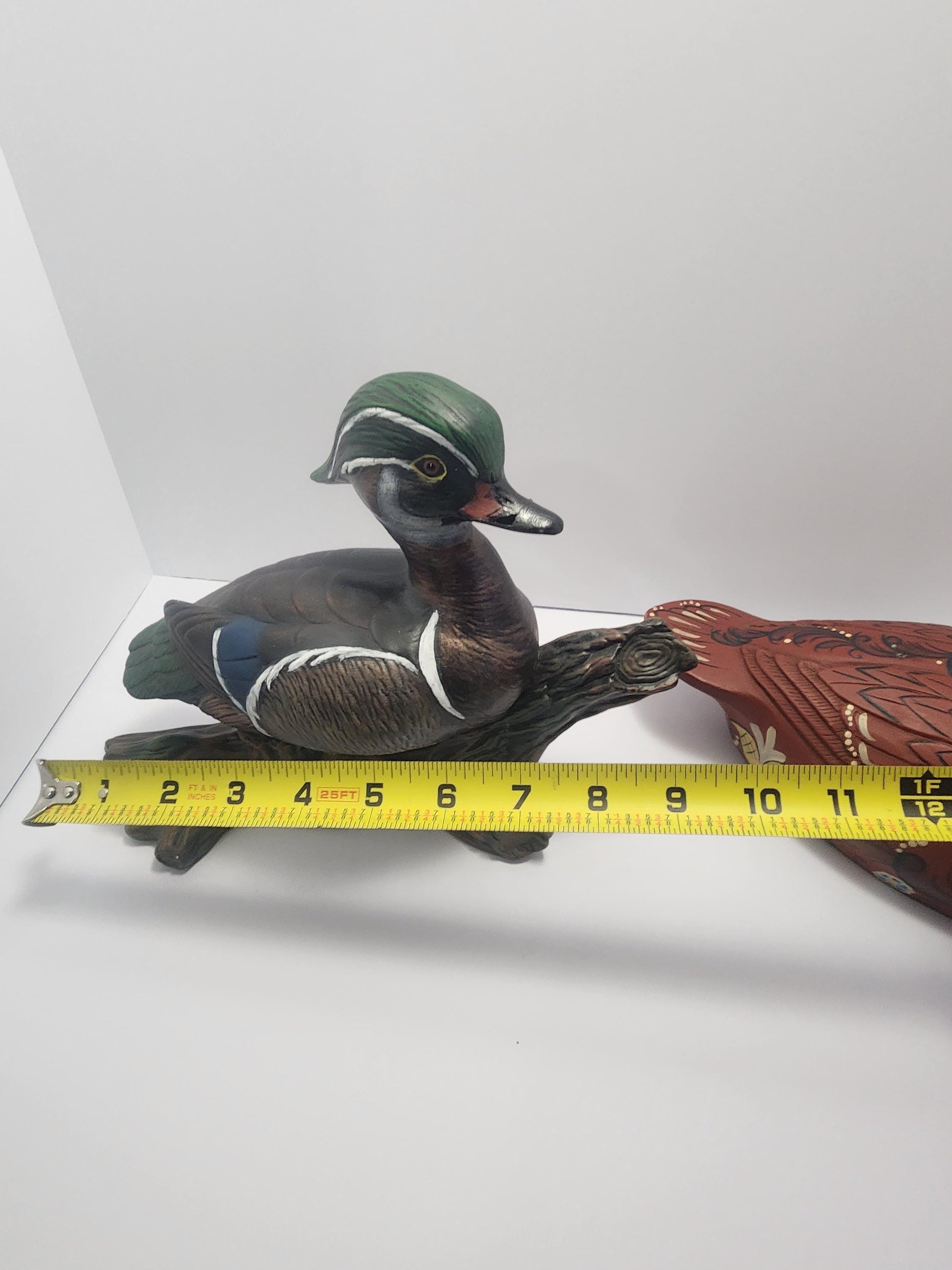 1979 Emily Handpainted Ceramic Wood Duck - Vintage Ceramic Mexican Red Duck - Folk Art - Ceramic Figurines - Vintage Figurines - Ducks