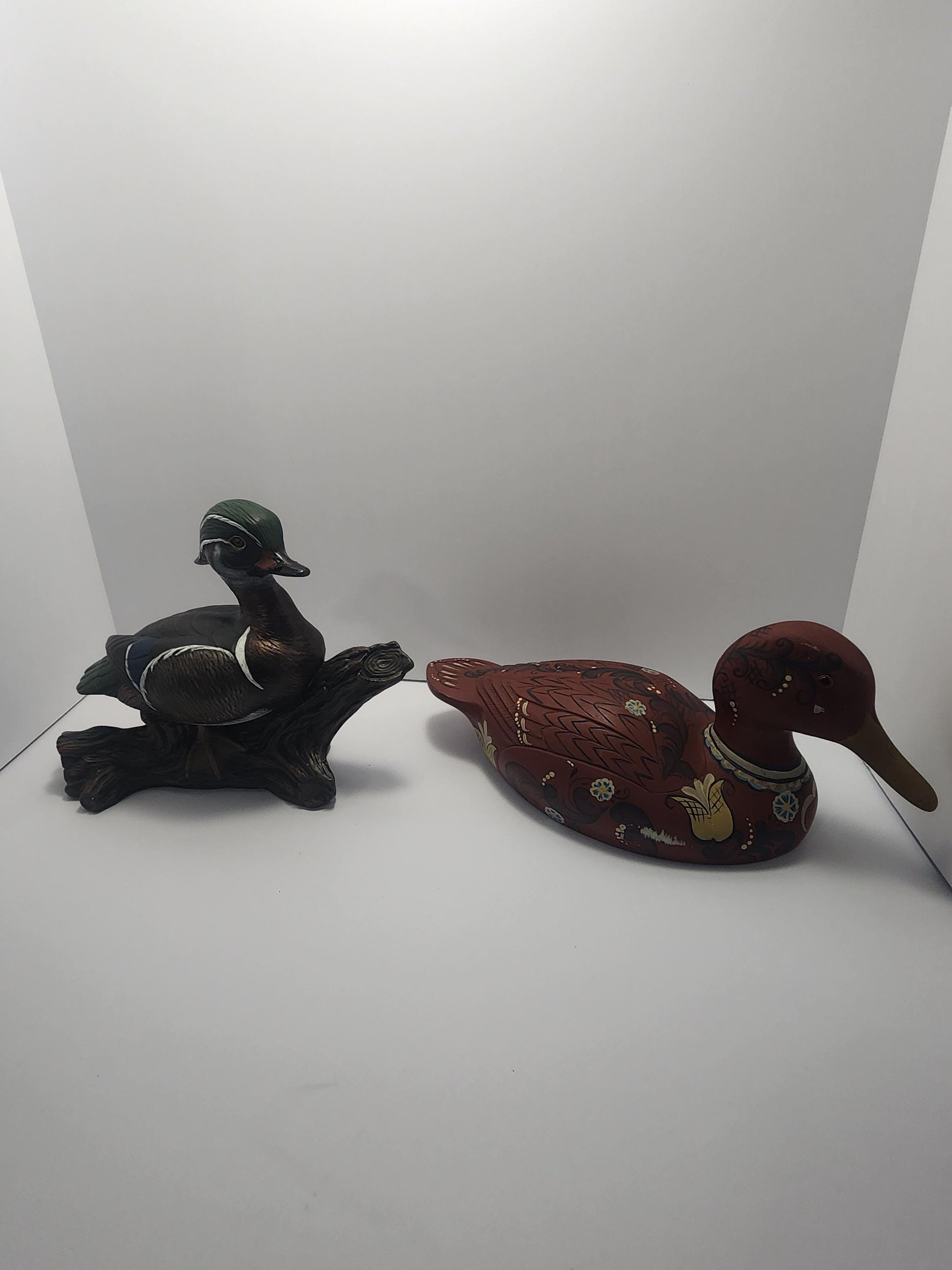 1979 Emily Handpainted Ceramic Wood Duck - Vintage Ceramic Mexican Red Duck - Folk Art - Ceramic Figurines - Vintage Figurines - Ducks