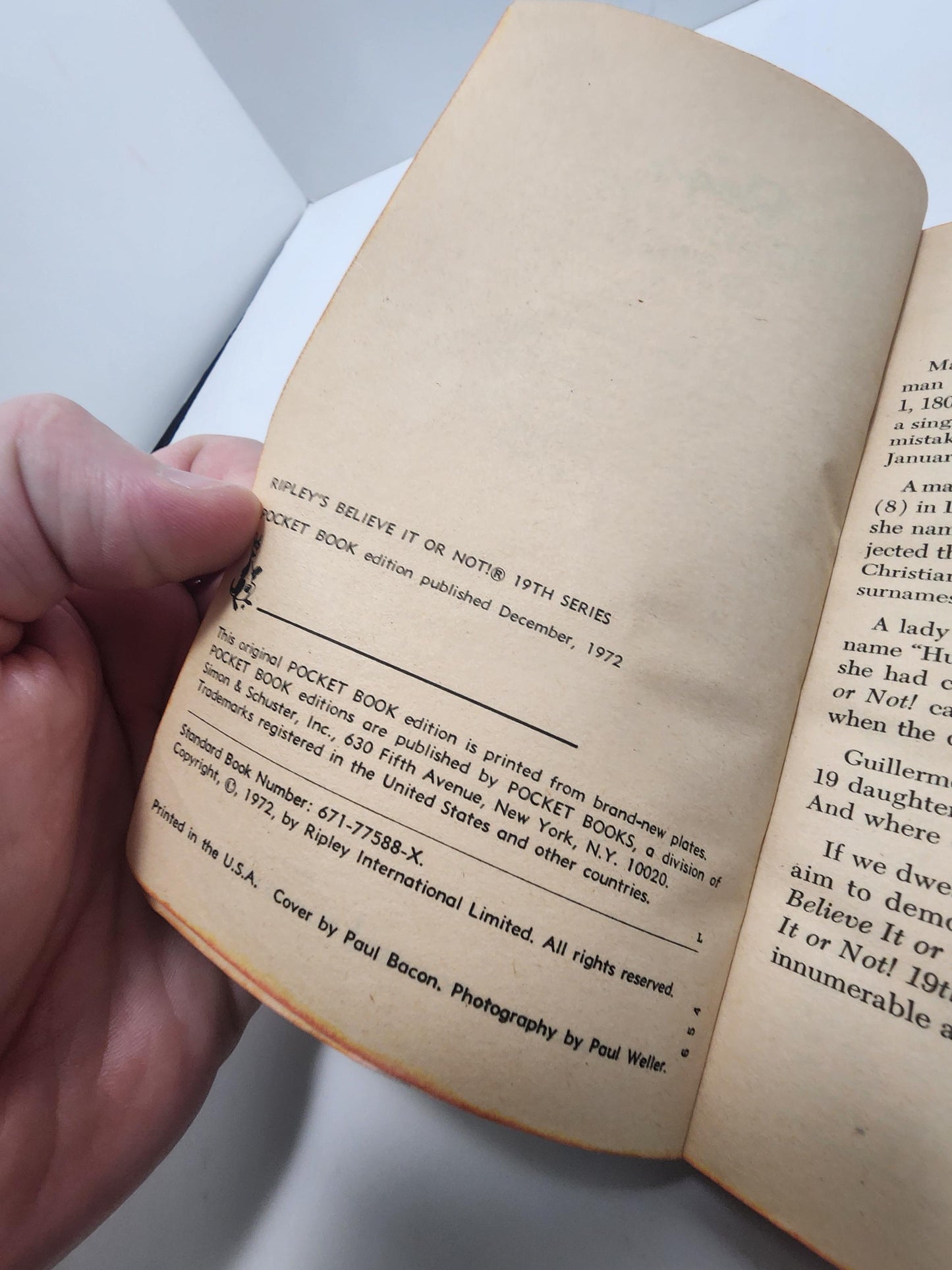 1972 Ripley's Beleive It Or Not 19th Series Book - Books - Vintage Books - 1970s - Ripley's - Ripley's Beleive It Or Not