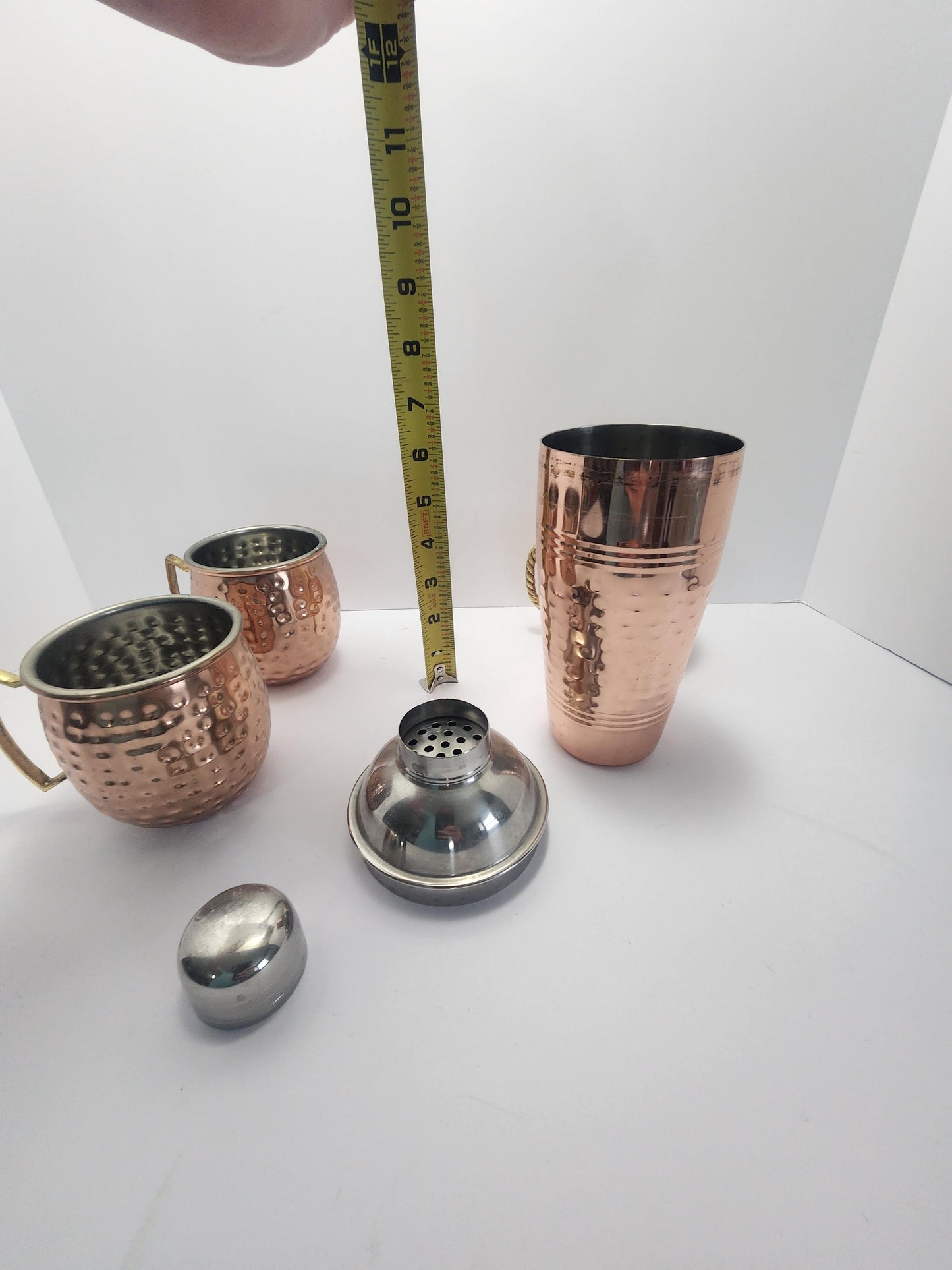 Vintage Copper Set Of 4 With Shaker & 3 Mugs - Drinkware - Barware - Moscow Mules - Mugs - Shakers - Drink Shakers - Bartenders - Drinks
