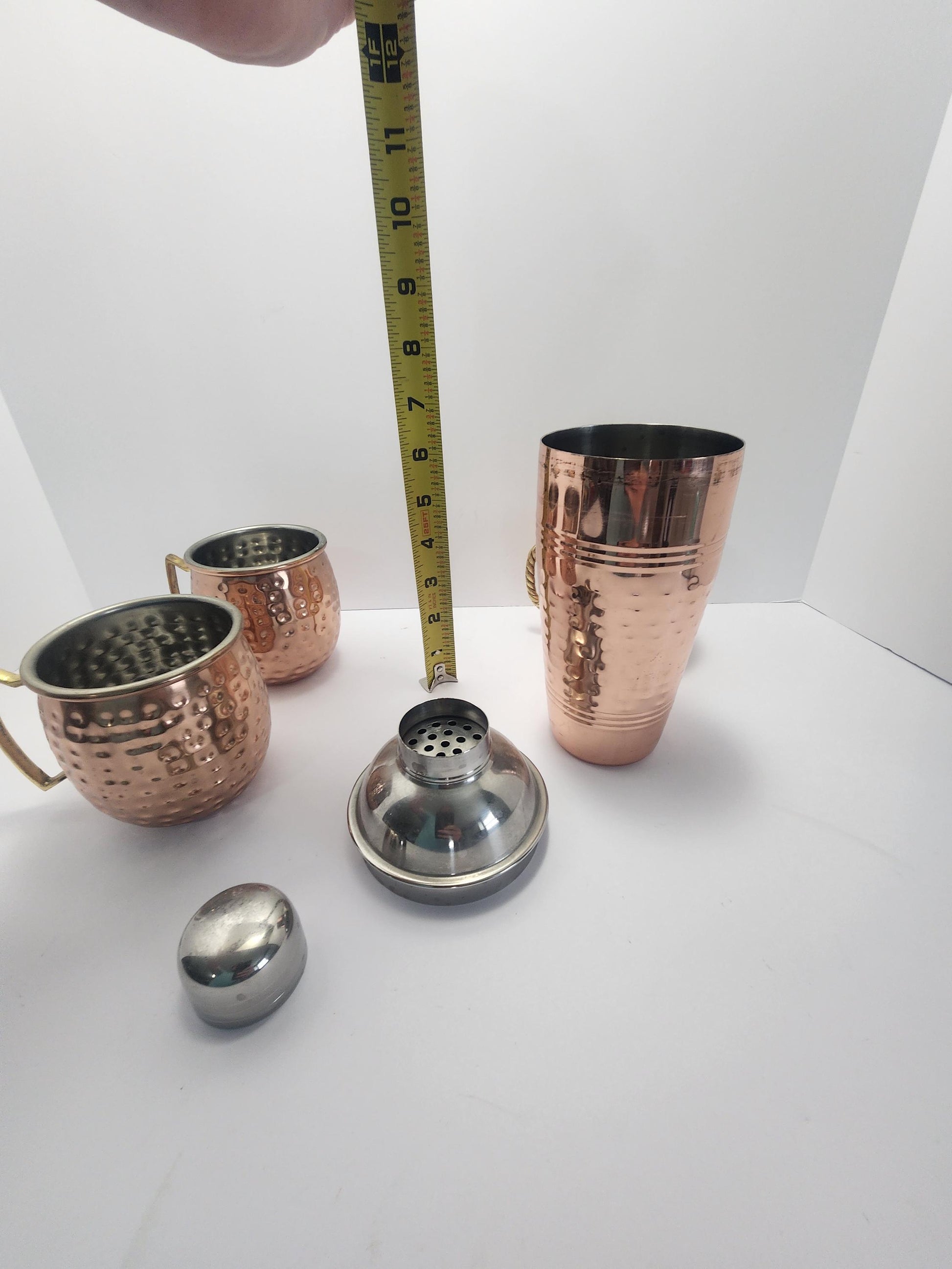 Vintage Copper Set Of 4 With Shaker & 3 Mugs - Drinkware - Barware - Moscow Mules - Mugs - Shakers - Drink Shakers - Bartenders - Drinks