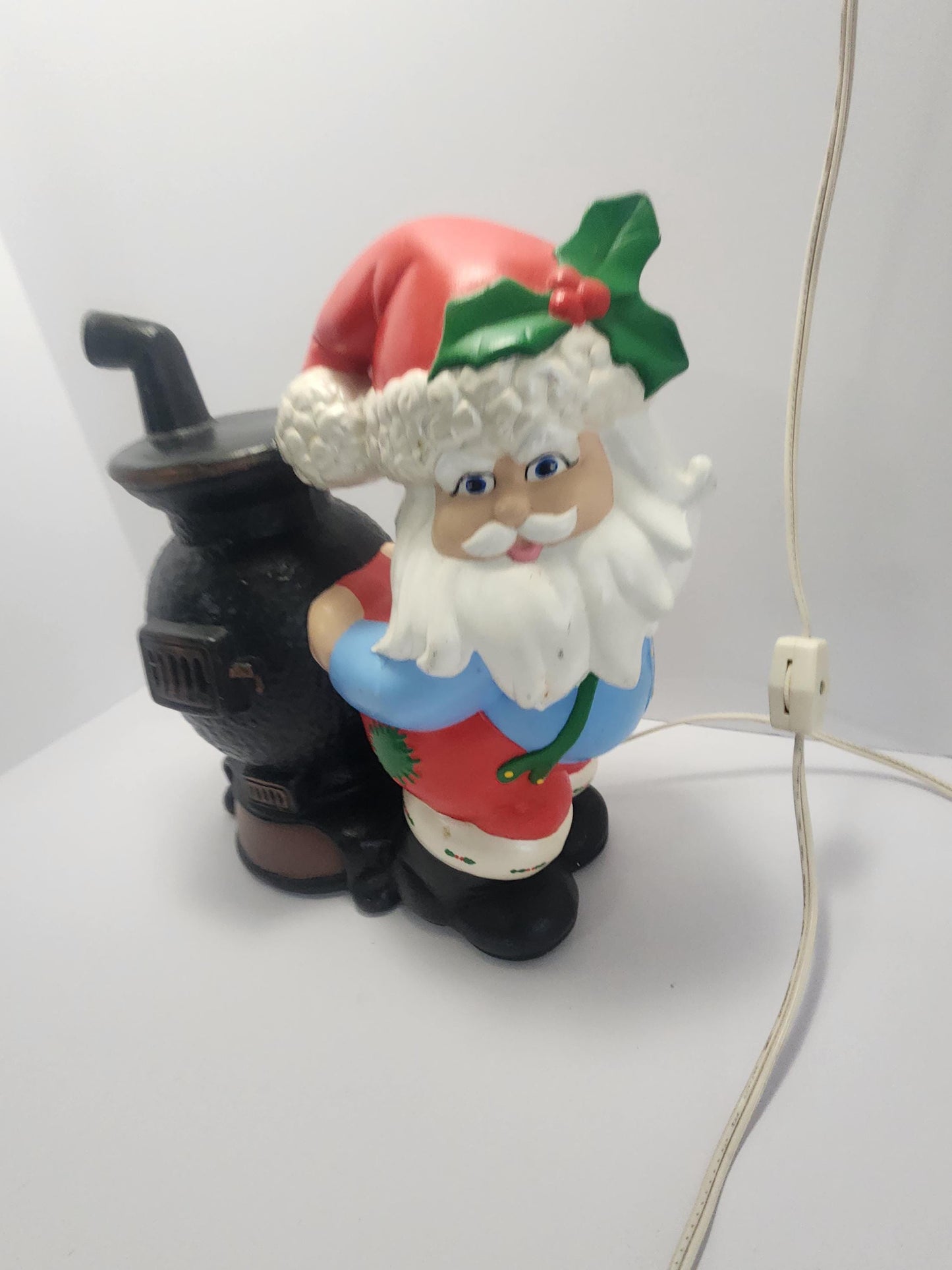 1980s Ceramic Santa Claus With Red Lights Up - Santa - Ceramic Santa - Light Up - Christmas - Christmas Figurines - Santa Claus