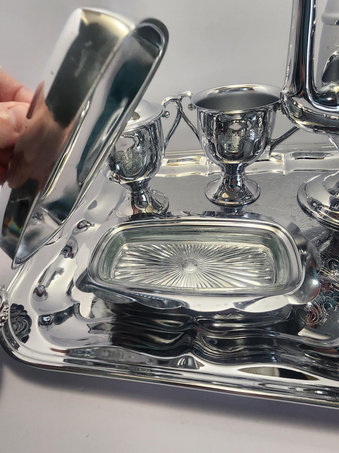 Irvinware 1970s Silver Vintage Platter Setving Tray Set - Silverware - Irvinware - Vintage Kitchen - Silver - Platter - Serving Tray - Tea