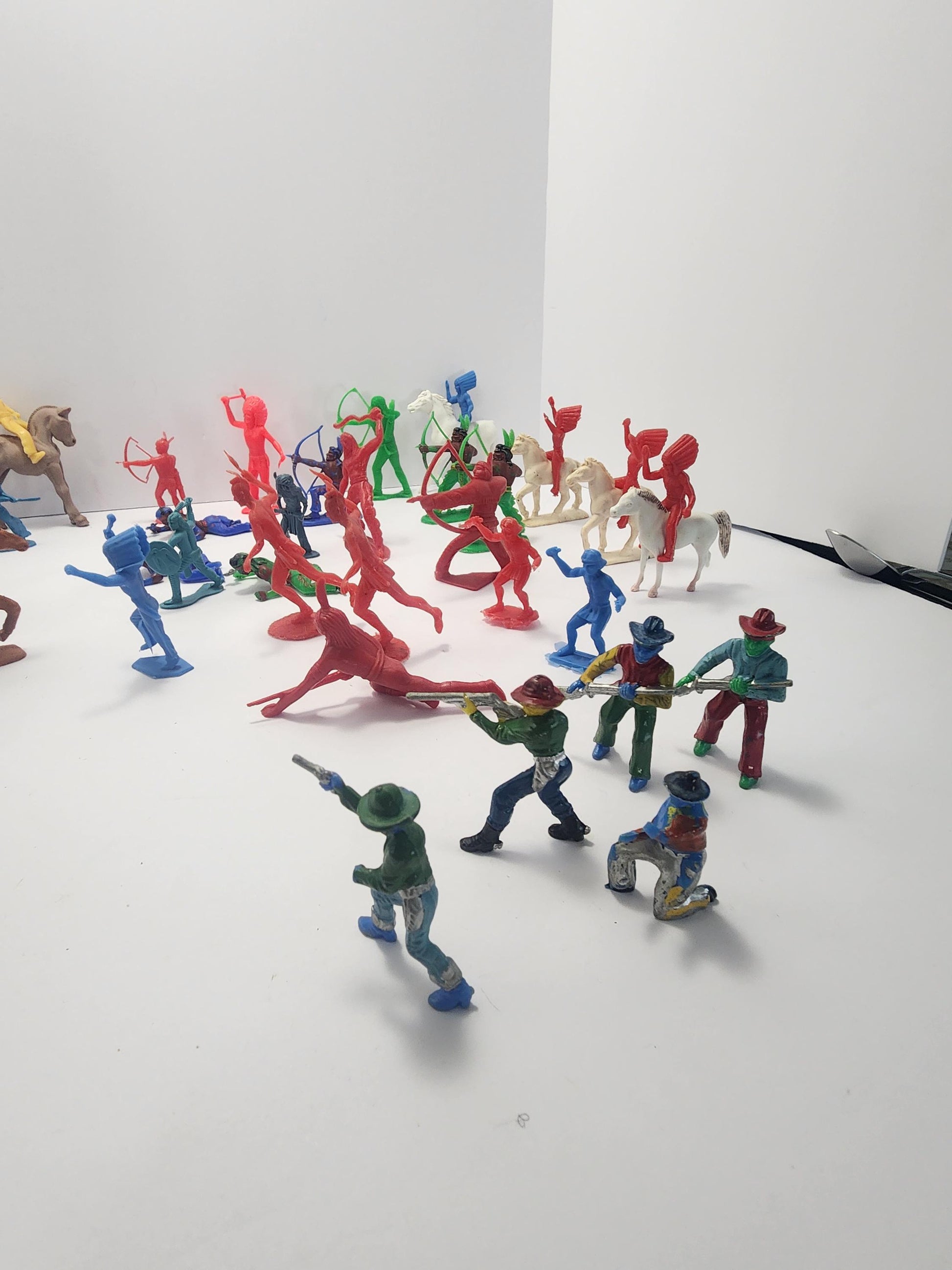 1980s Vintage Cowboys & Indians Action Figures Playset - Army Men - Cowboys - Indians - Horses - Cowboys and Indians - Vintage Toys