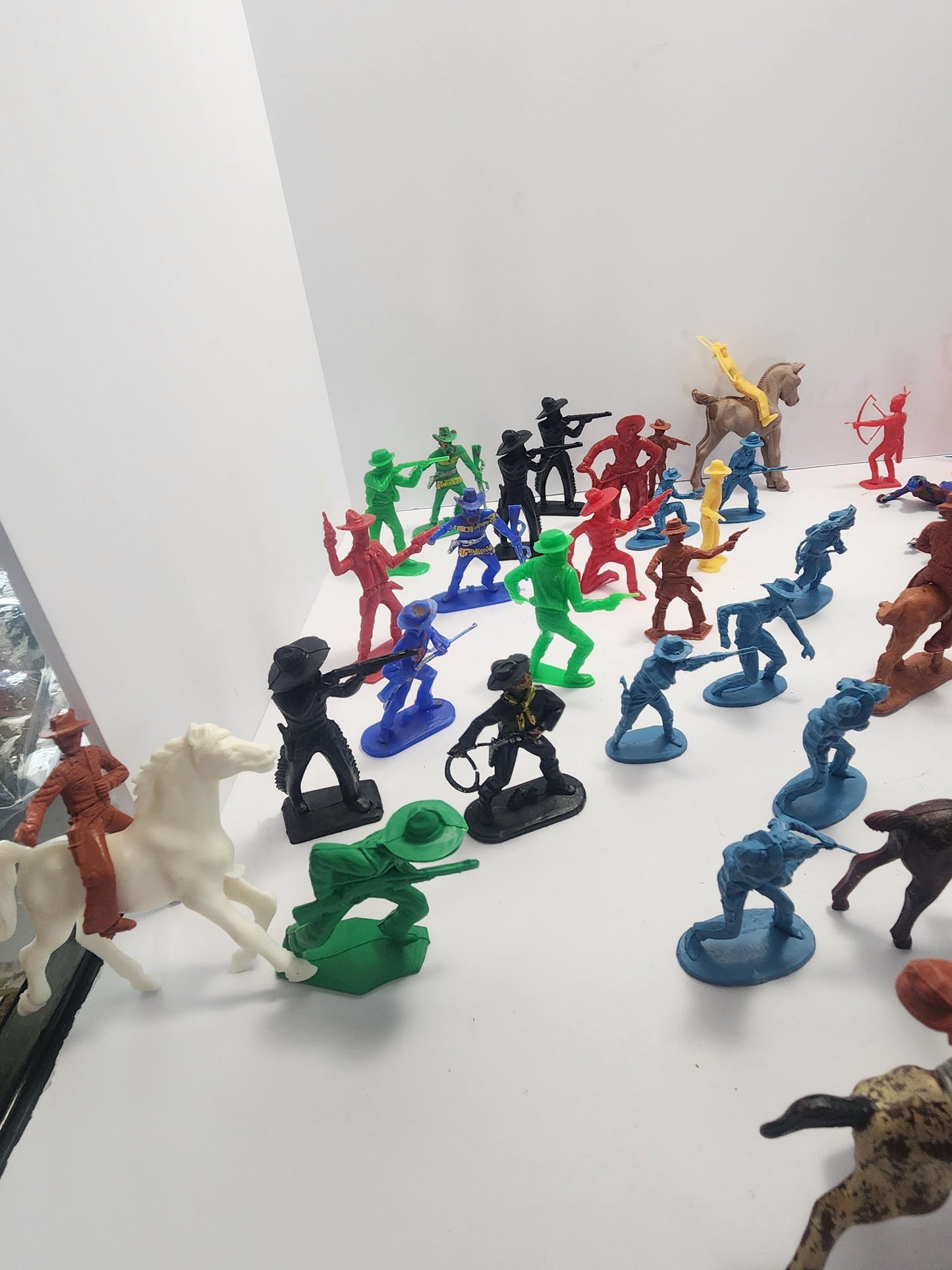 1980s Vintage Cowboys & Indians Action Figures Playset - Army Men - Cowboys - Indians - Horses - Cowboys and Indians - Vintage Toys