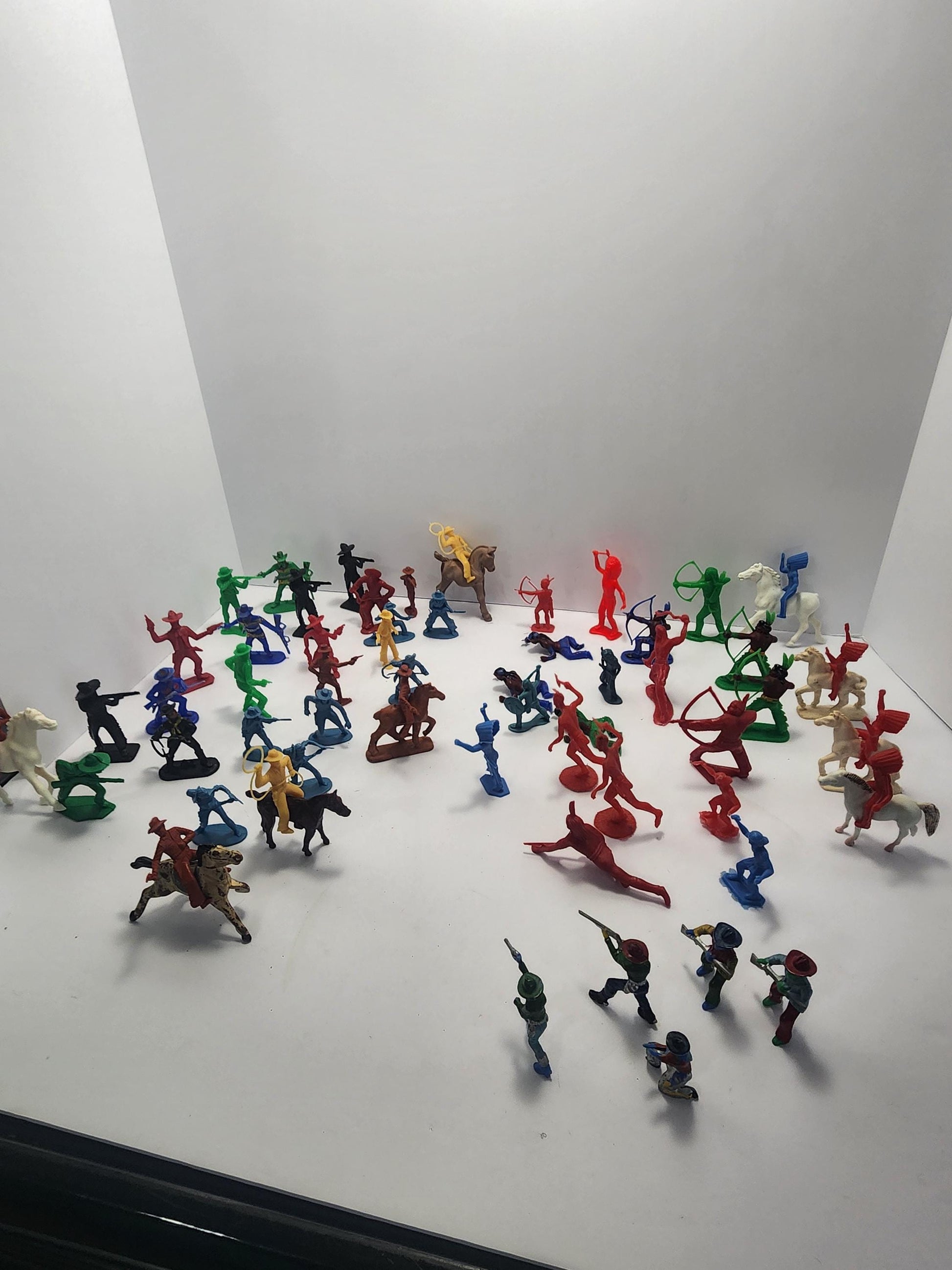 1980s Vintage Cowboys & Indians Action Figures Playset - Army Men - Cowboys - Indians - Horses - Cowboys and Indians - Vintage Toys