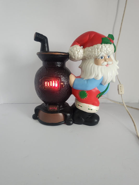 1980s Ceramic Santa Claus With Red Lights Up - Santa - Ceramic Santa - Light Up - Christmas - Christmas Figurines - Santa Claus