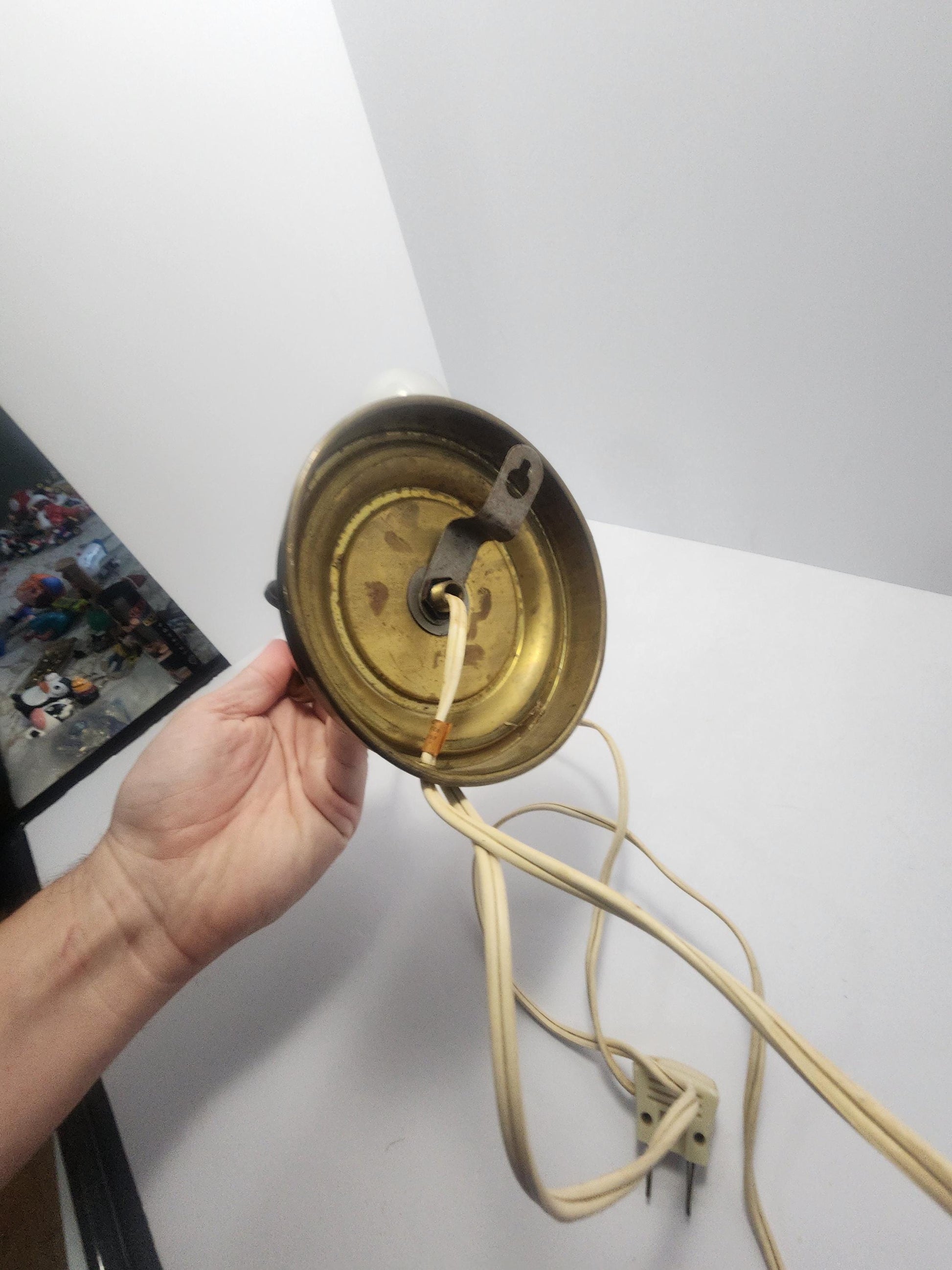 Rare Antique 1970s Industrial Brass Lamp Light Wall Hanging Possible - Industrial Lamps - Lamps - Lights - Antiques - Antique Lights - Wall