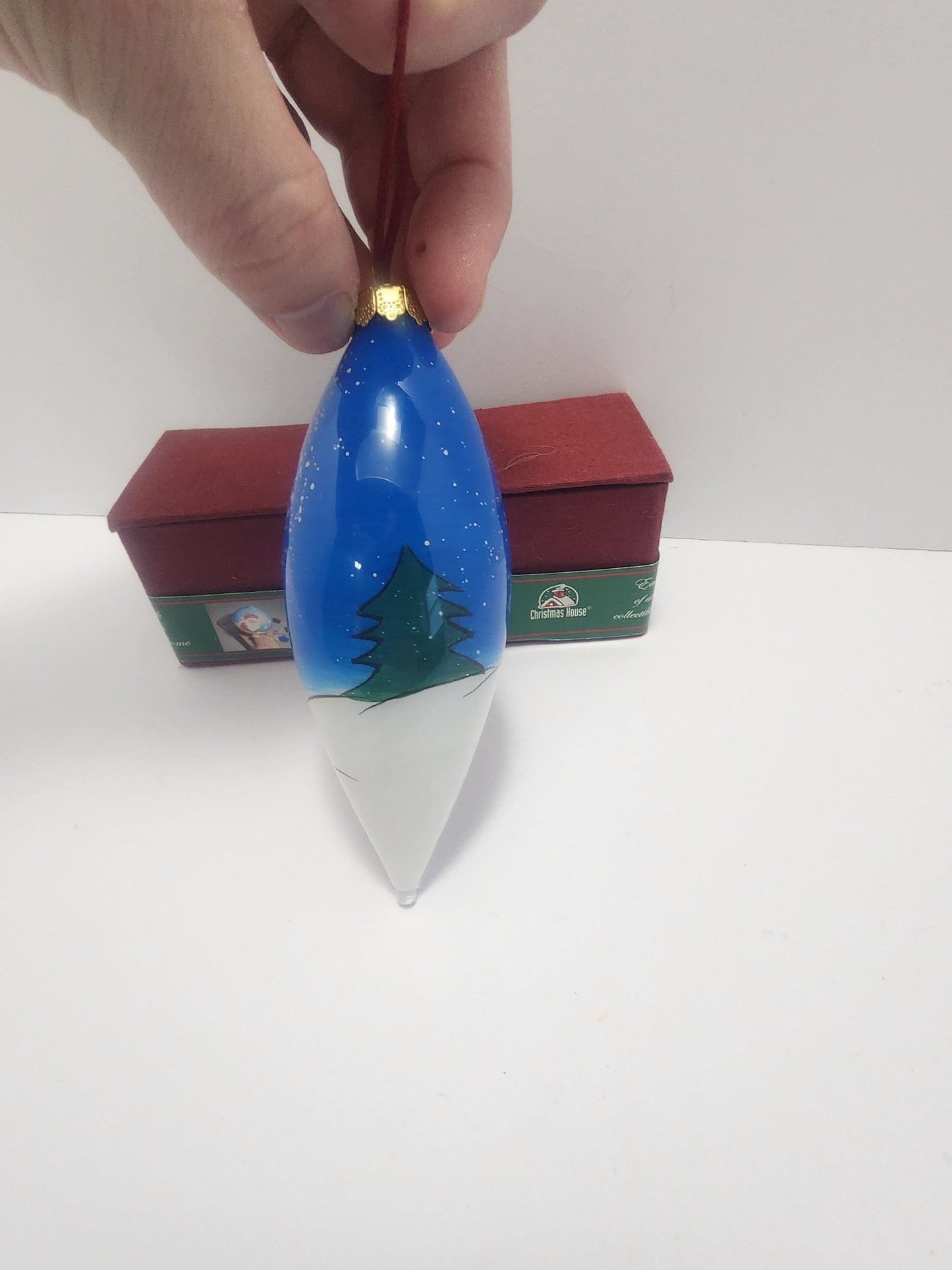 Hand Painted Vintage Christmas Teardrop Ornament With Collectable Storage Box - Teardrop Ornaments - Ornaments - Christmas - Christmas Ornam