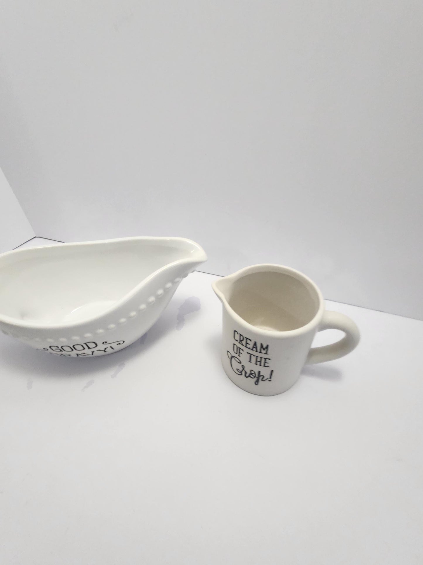 Cream Of The Crop & Good Gravy SET Of 2 - Creamery - Gravy - Gravy Dish - Kitchen - Bowls - Mugs - Kitchen Set - Dinnerware